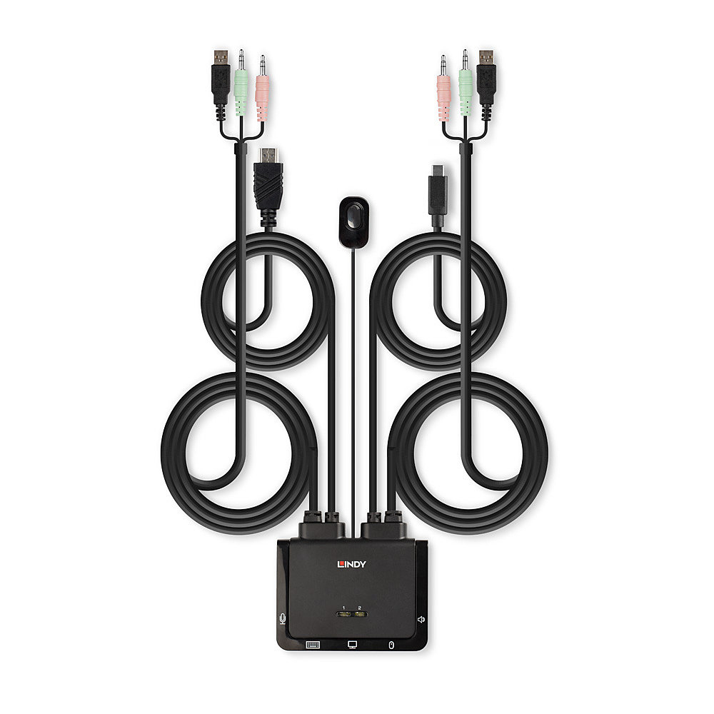 Lindy 2 Port HDMI 18G, USB Type C, USB 2.0 and Audio Cable KVM Switch – image 2