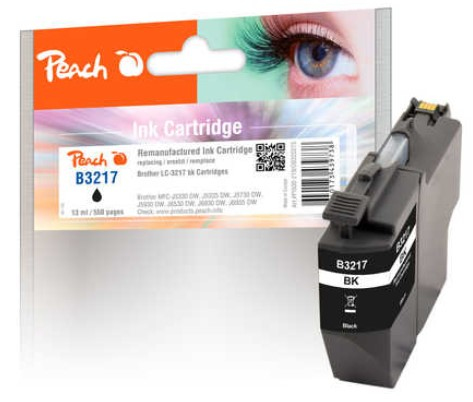 Peach Ink Cartridge black, compatible with Brother LC-3217BK