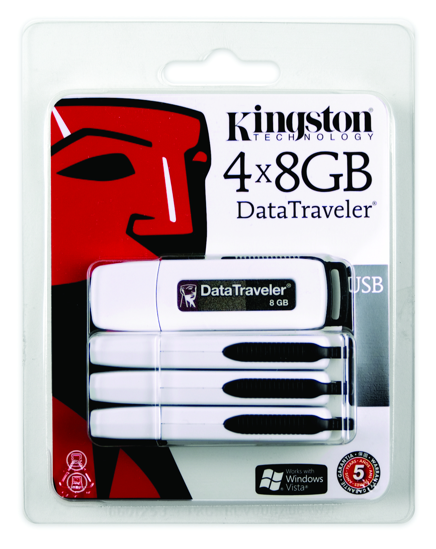 Kingston Technology DataTraveler DTI/8GB-4P USB flash drive USB Type-A 2.0 Black, White