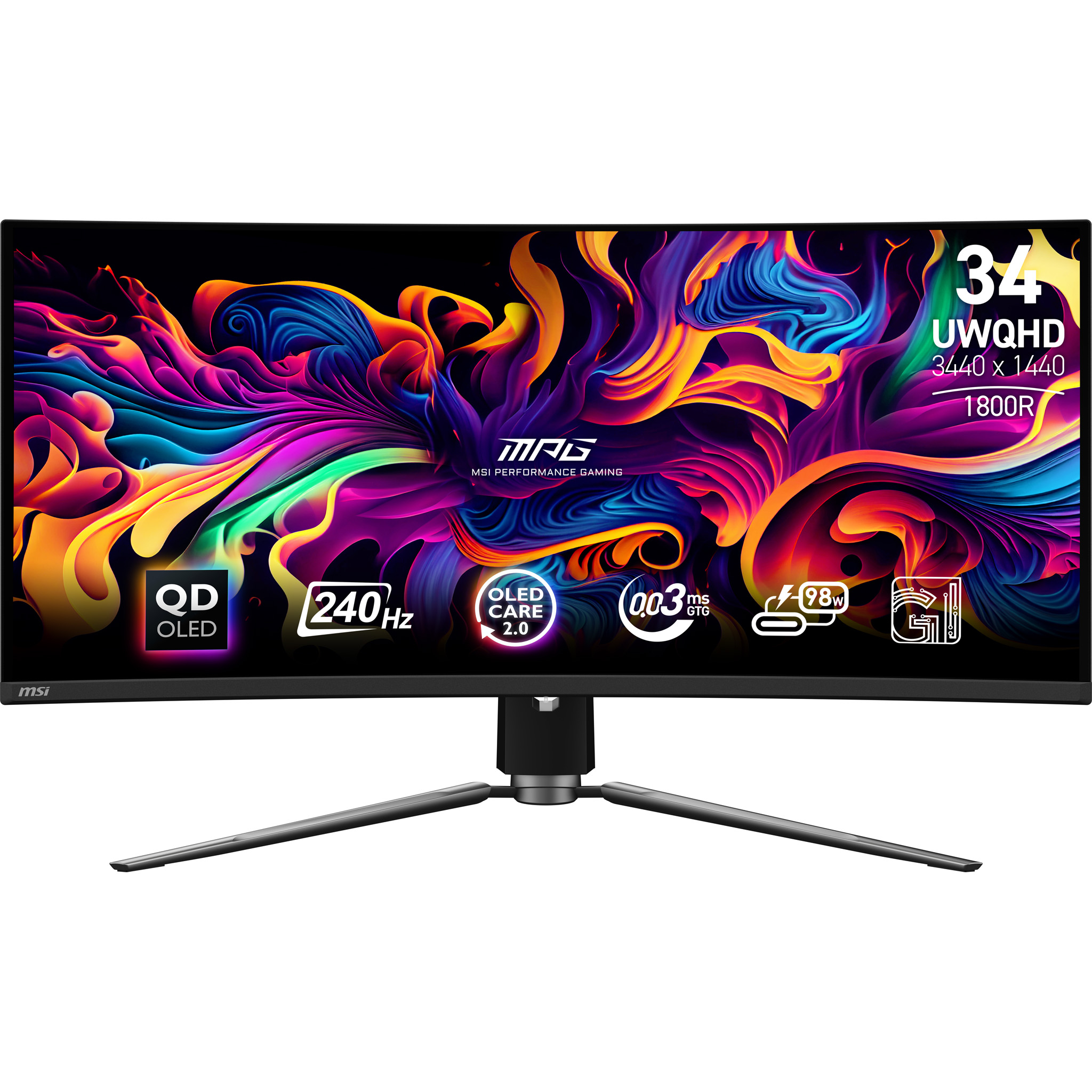 MSI MPG 341CQPX QD-OLED Monitor PC 86,4 cm (34") 3440 x 1440 Pixel UltraWide Quad HD Nero
