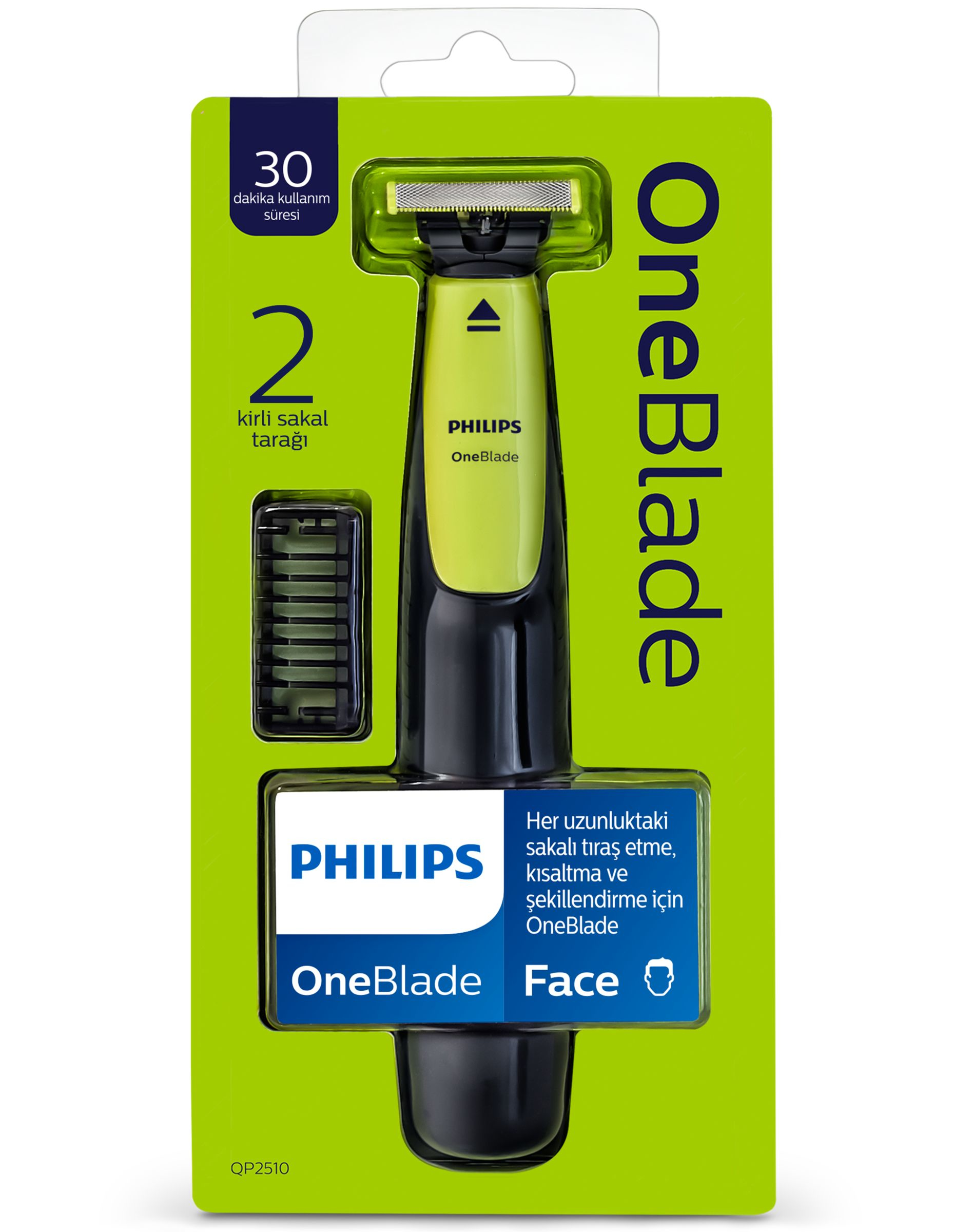 Philips Norelco OneBlade QP2510/11 beard trimmer Battery 2 Wet & Dry Green, Grey – image 2