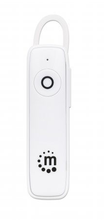 Manhattan Single Ear Bluetooth Headset (Clearance Pricing), Omnidirectional Mic, Integrated Controls, White, 10 hour usage time, Range 10m, USB-A charging cable – image 4