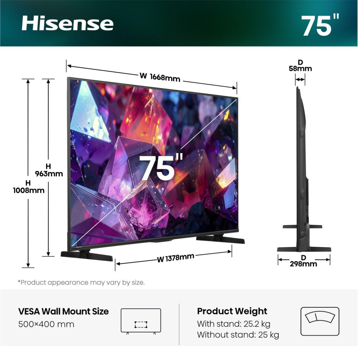 TV Hisense QLED 75E7S Pro 189 cm 2026 — photo 2