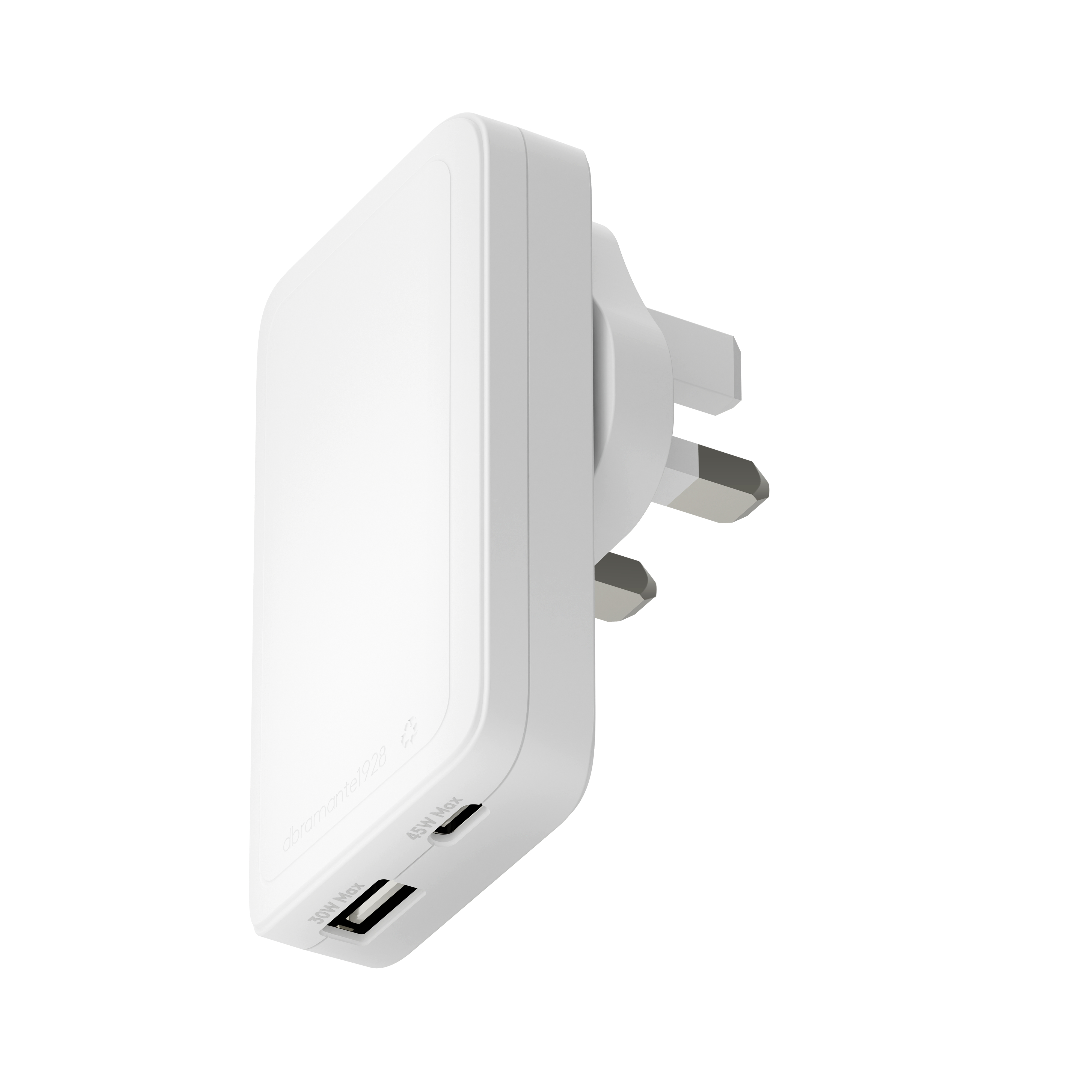 dbramante1928 re-charge Pro - Power adapter - 45 Watt - 3 A - 2 output connectors (USB-C, USB) - white