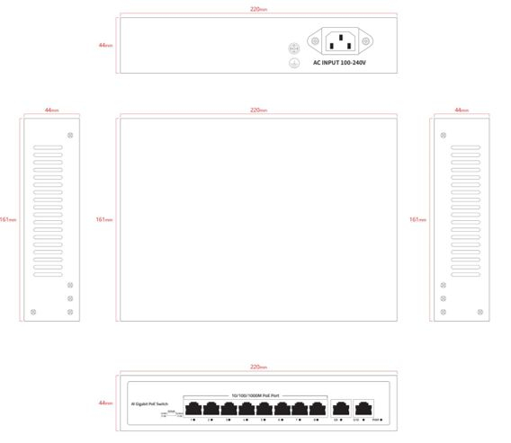 Ernitec ELECTRA-U08-1GB-110W network switch Unmanaged Gigabit Ethernet (10/100/1000) Power over Ethernet (PoE) – image 2