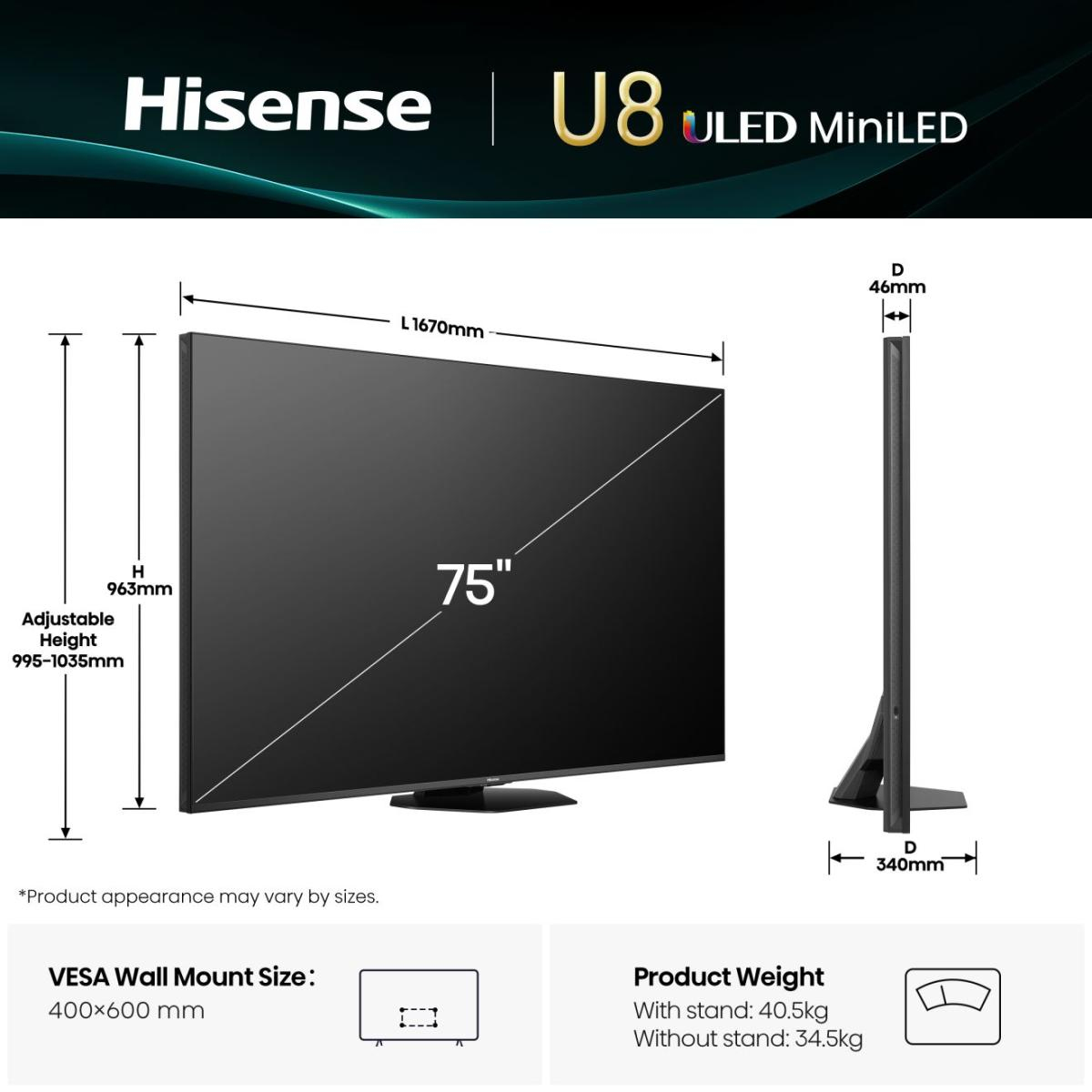 TV Hisense Mini LED 75U8Q 189 cm 2025 — photo 2