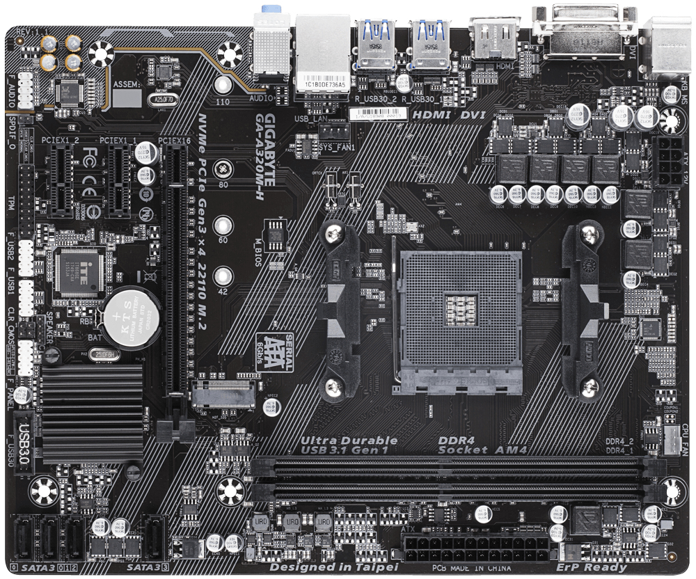GIGABYTE GA-A320M-H motherboard AMD A320 Socket AM4 micro ATX – image 2
