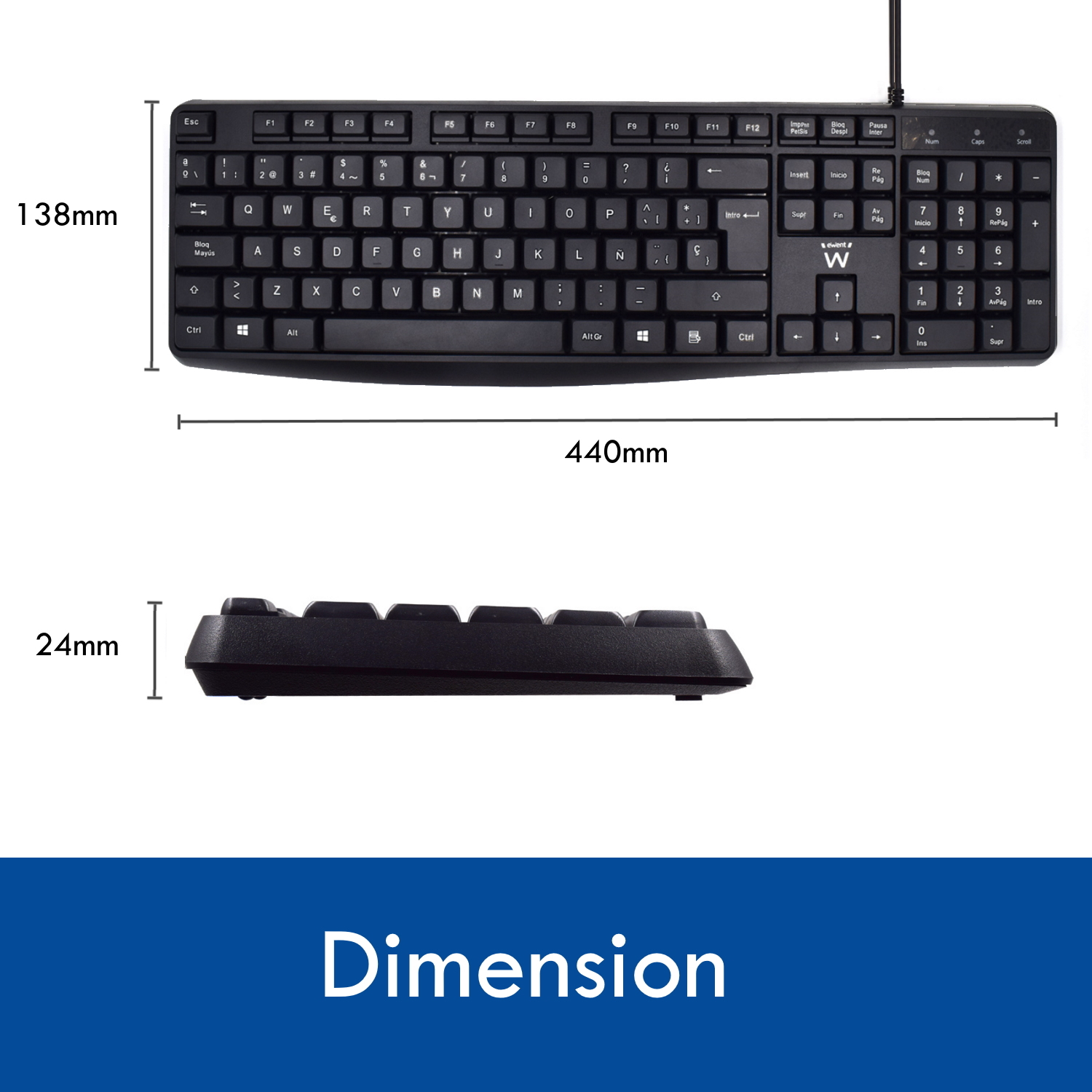 Ewent EW3001 keyboard Office USB QWERTY Spanish Black – image 4