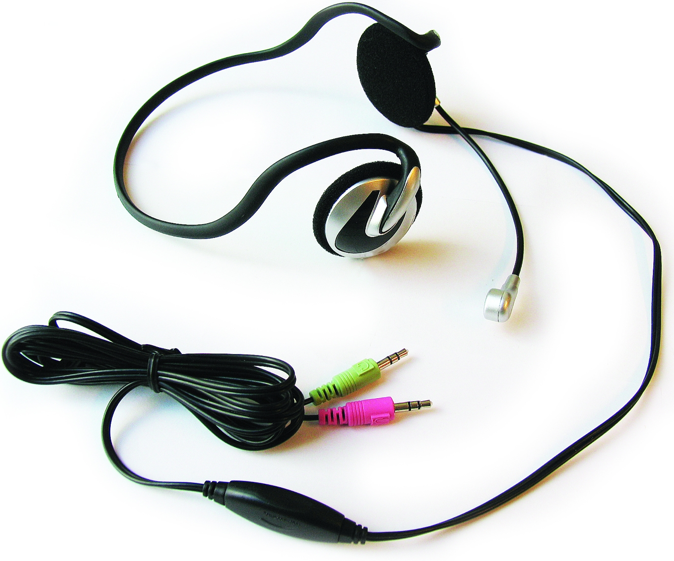 Ewent EW3566 headphones/headset Wired Neck-band Calls/Music Black, Silver – image 1
