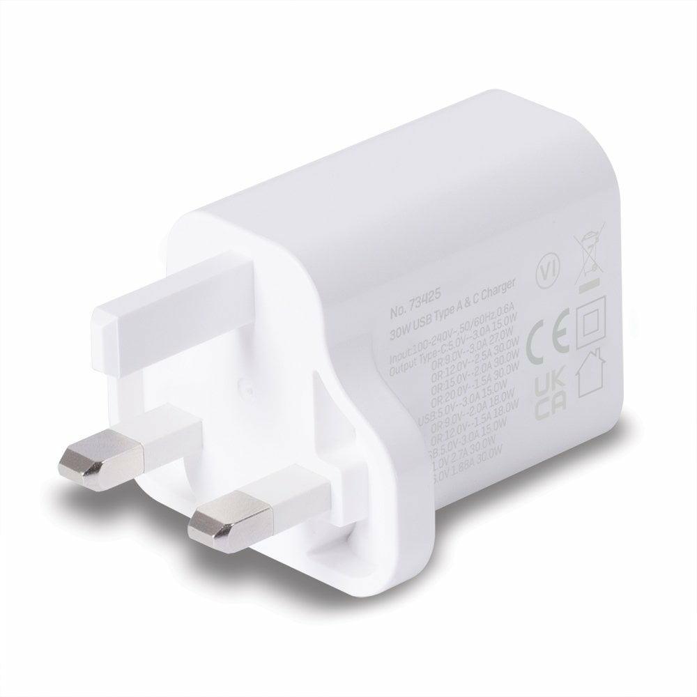 Lindy 30W USB Type A and C Charger UK Plug – image 2
