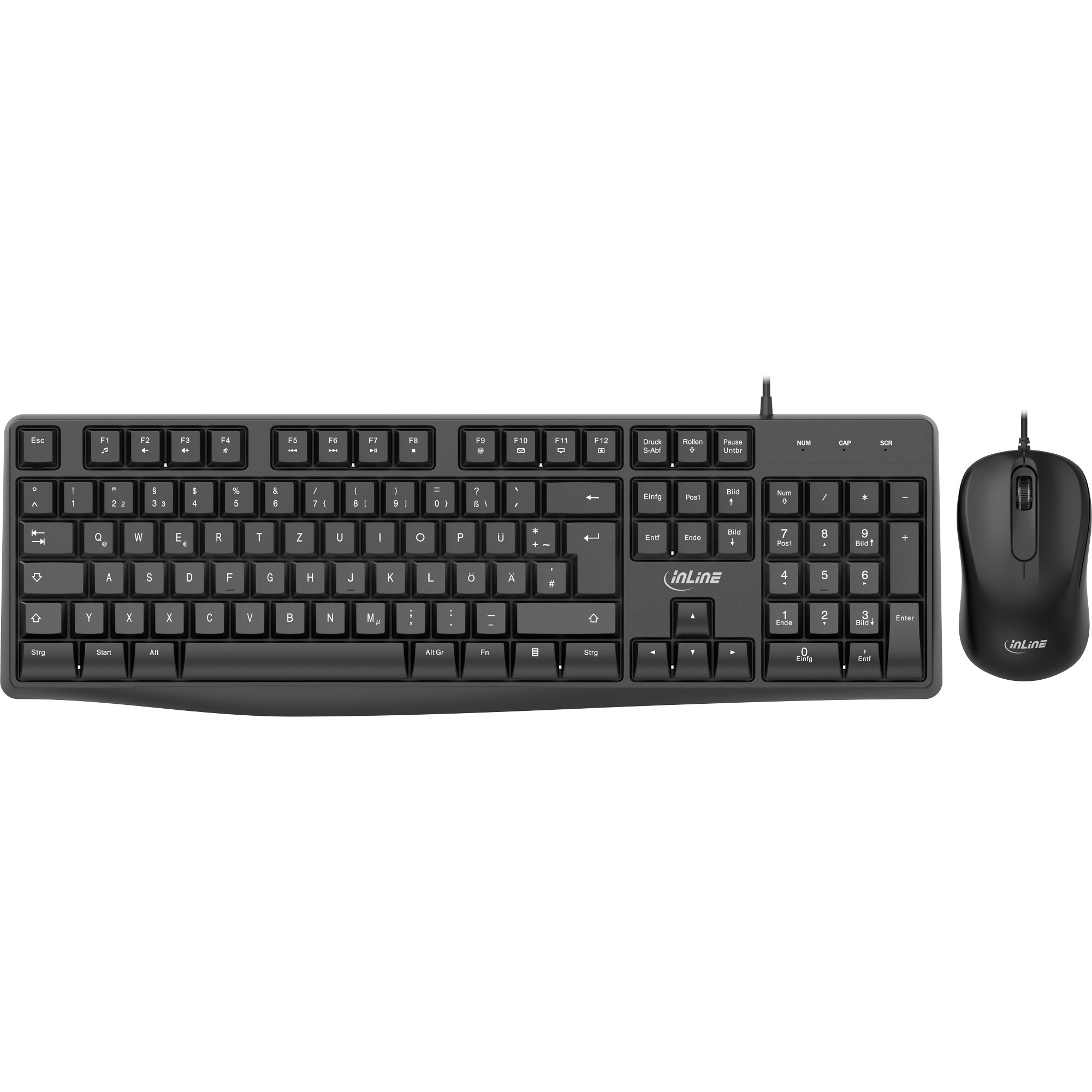 InLine Basic Desktop II, keyboard-mouse set, USB cable, standard DE layout – image 1