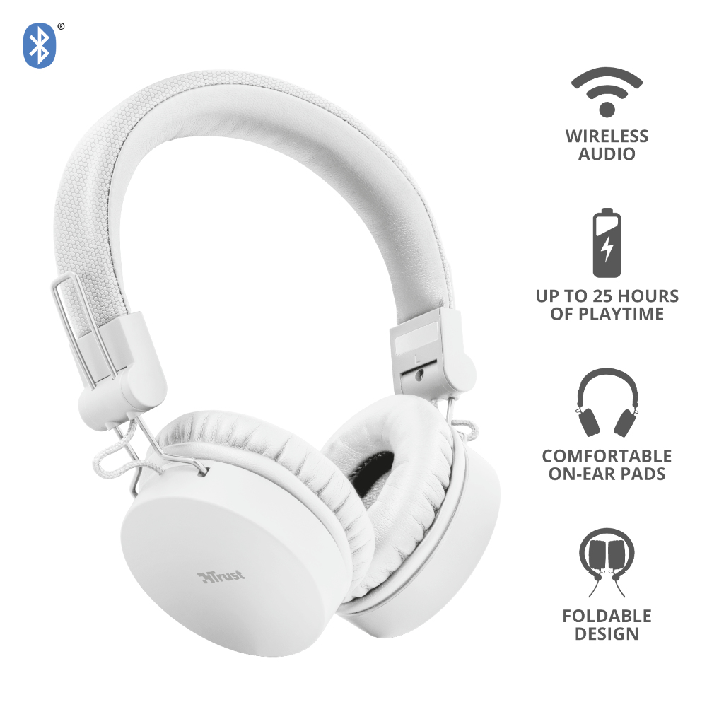 Trust 23909 headphones/headset Wired & Wireless Head-band Music Micro-USB Bluetooth White – image 7