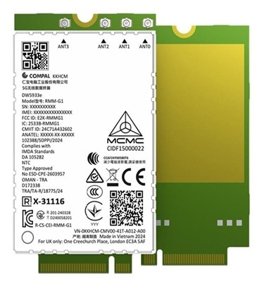 Dell Wireless DW5933E - Wireless cellular modem - 5G LTE - M.2 Card