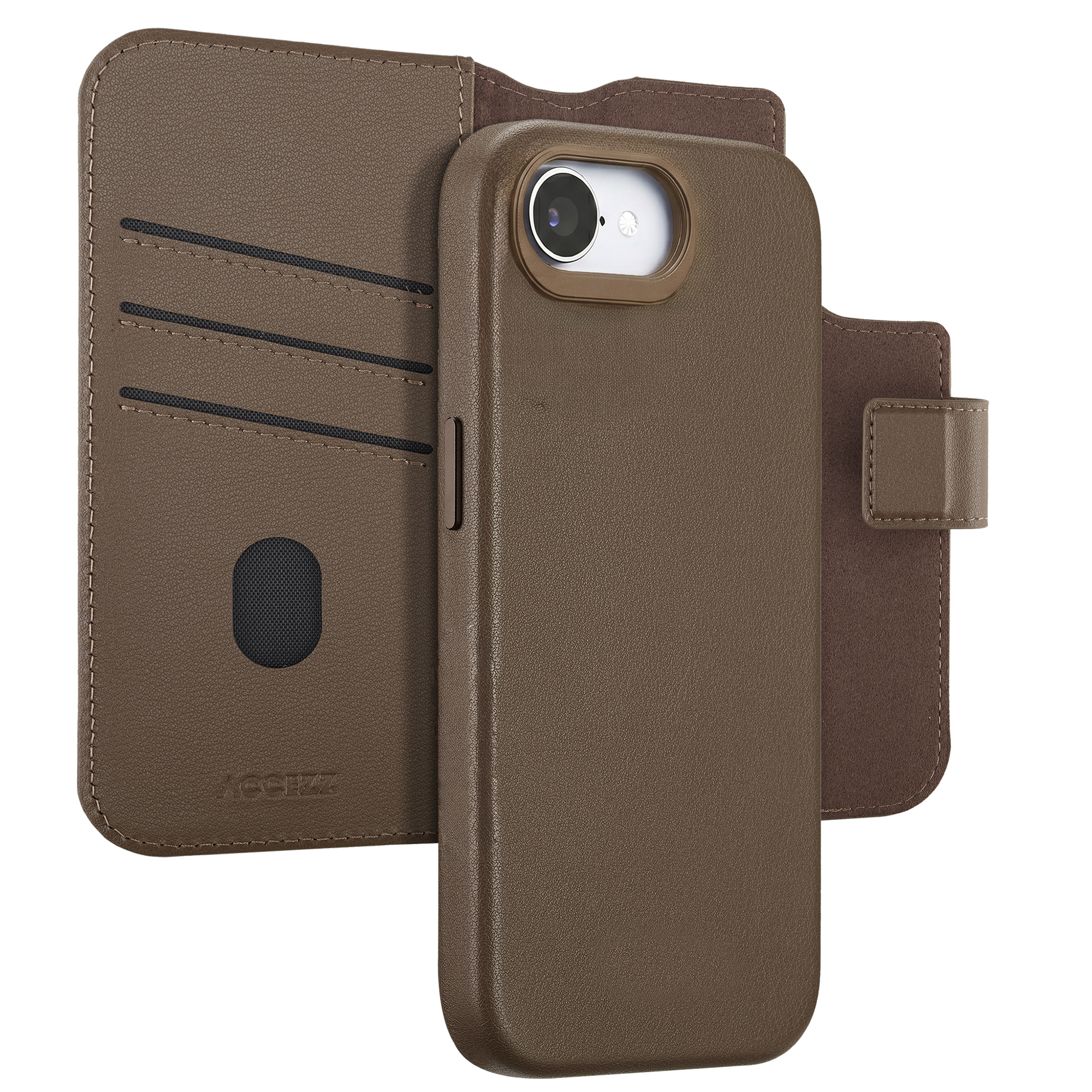 Accezz Leather Bookcase 2-in-1 met MagSafe Apple iPhone 17e / 16e - Coffee Brown – image 1