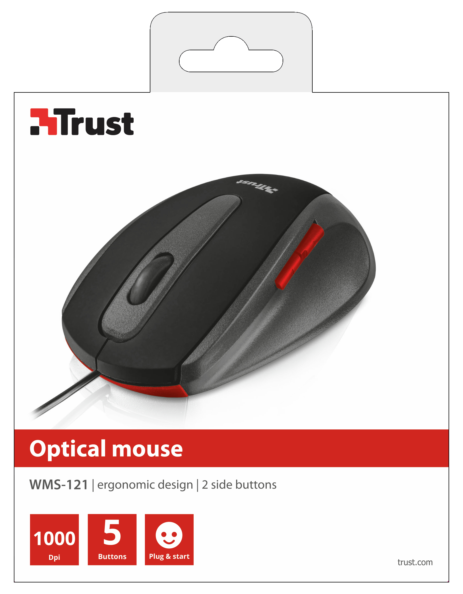 Trust WMS-121 mouse Right-hand USB Type-A Optical 1000 DPI – image 4