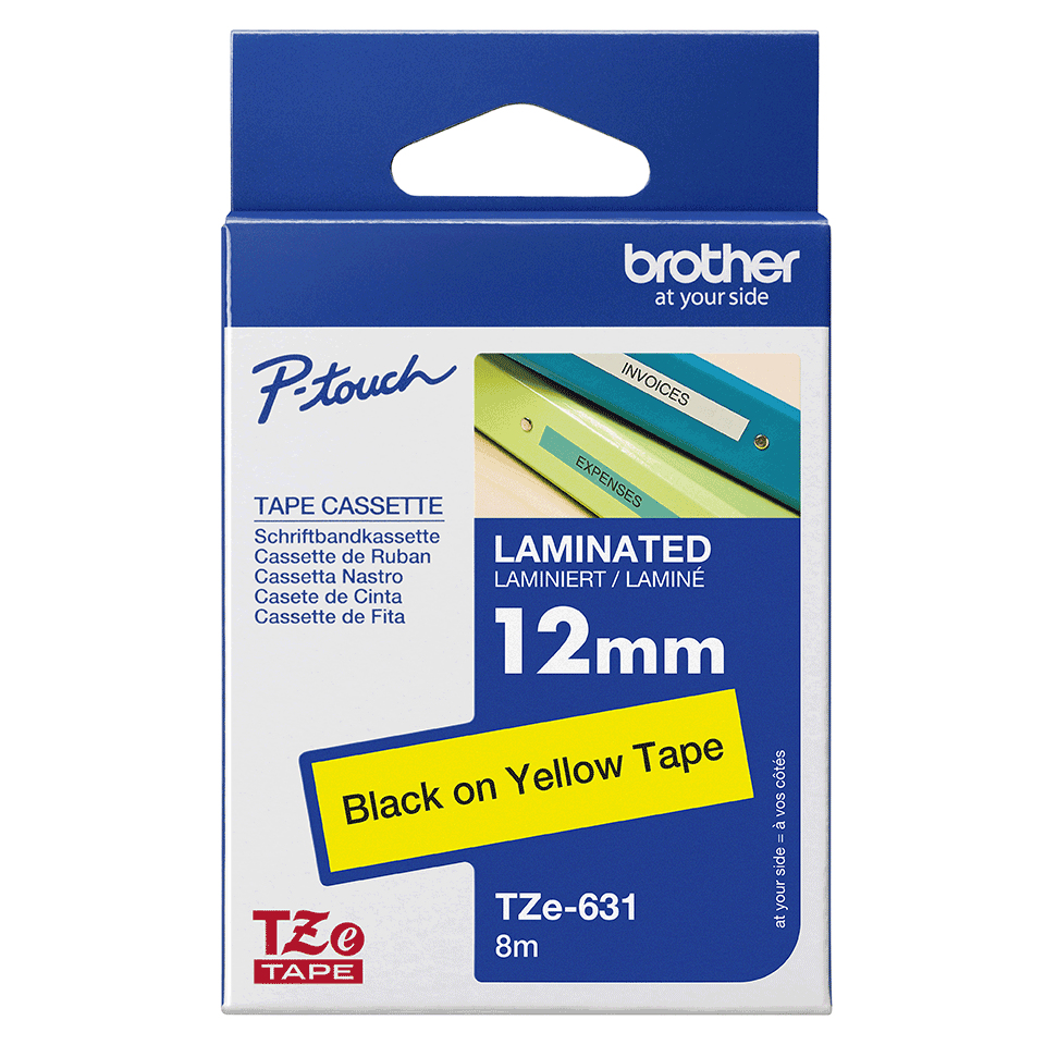 Cinta Brother TZE631 - Texto Negro sobre Fondo Amarillo - 12mm x 8mts. - Laminada - TZE631 Cinta Brother TZE631 - Texto Negro sobre Fondo Amarillo - 12mm x 8mts. - Laminada - TZE631