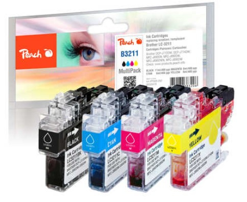 Peach Multi Pack with chip, compatible with Brother LC-3211VALP