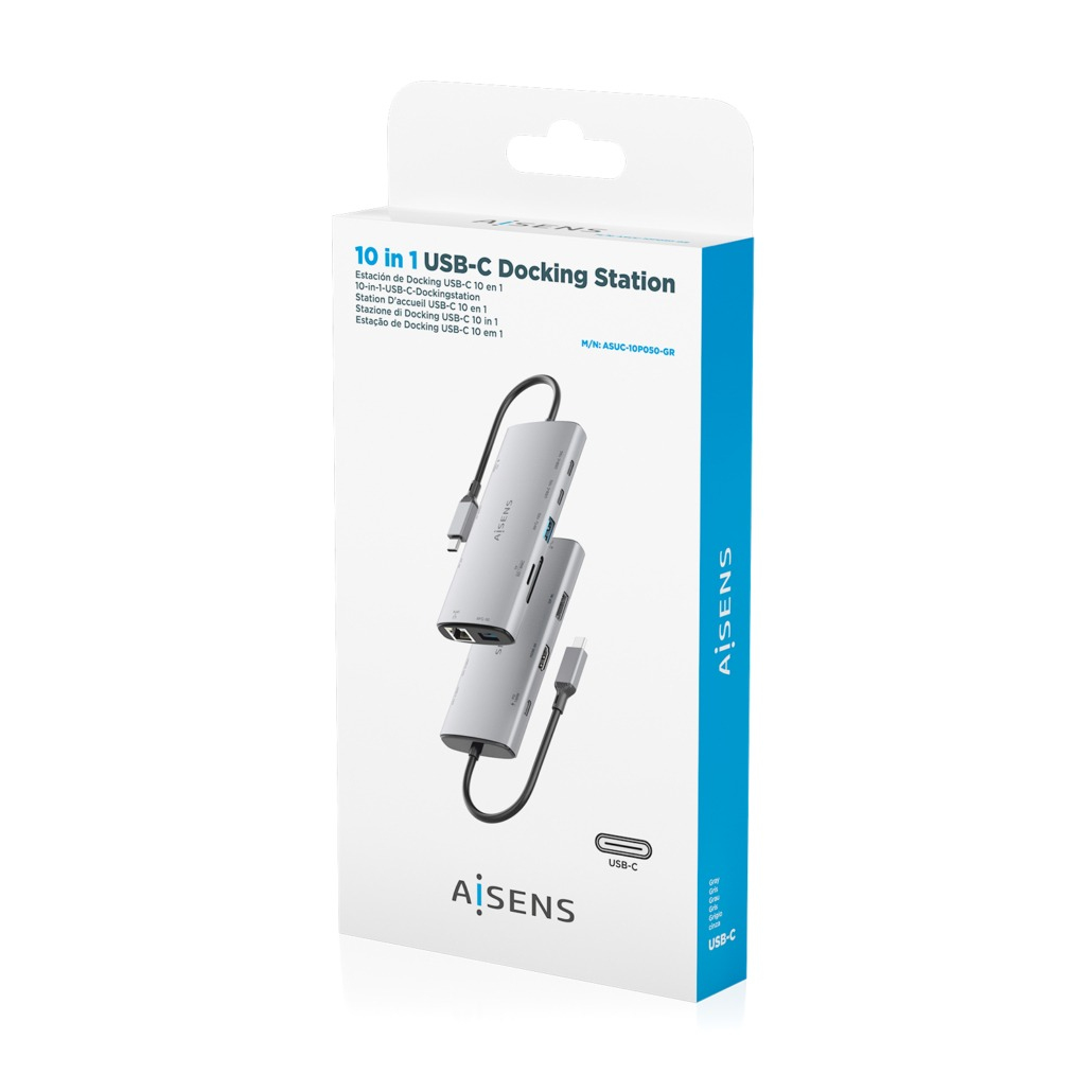 AISENS ASUC-10P050-GR laptop dock/port replicator Wired USB 3.2 Gen 1 (3.1 Gen 1) Type-C Grey – image 7