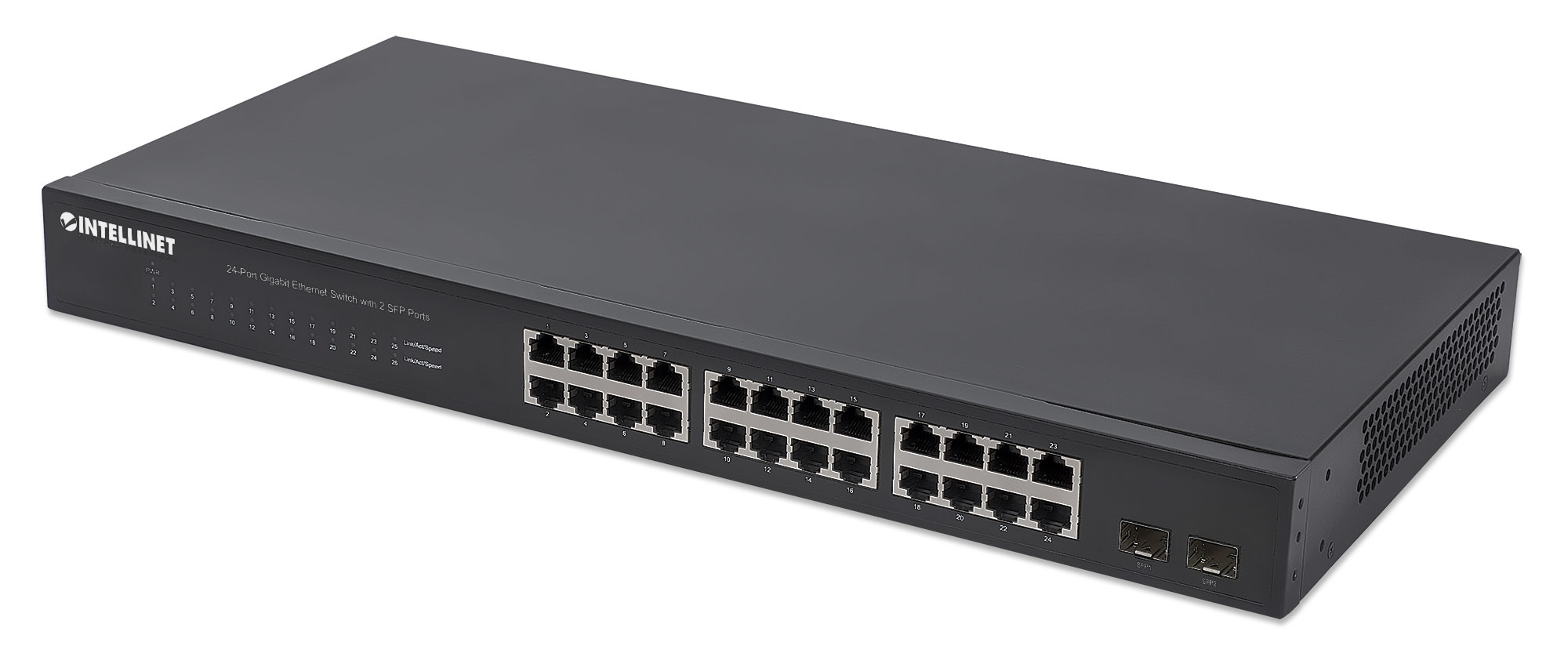 Intellinet 24-Port Gigabit Ethernet Switch with 2 SFP Ports – image 1