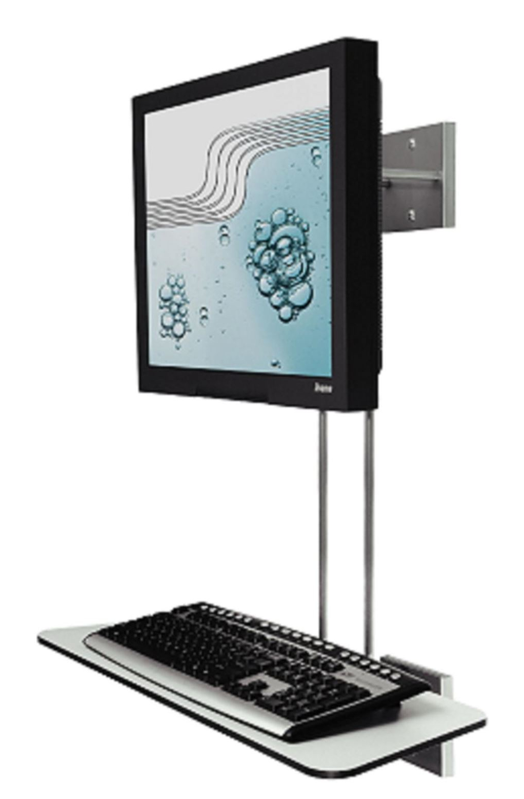 R-Go Tools R-Go Hang Out Wall Mount, with display for mouse and keyboard, up to 27", Max weight 10kg, adjustable, silver