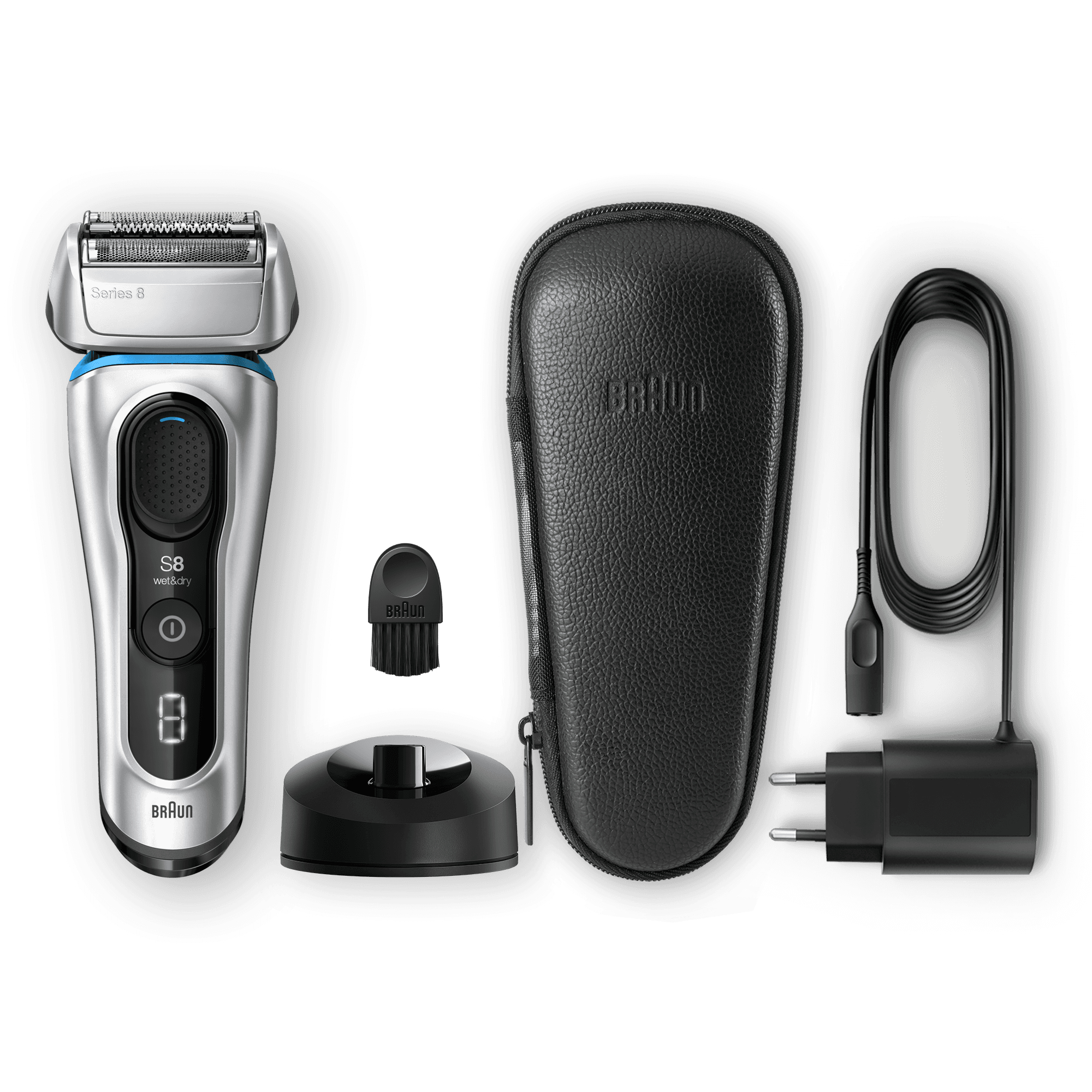 Braun Series 8 8359s Next Generation Electric Shaver, Charging Stand, Leather Case, Silver – image 6