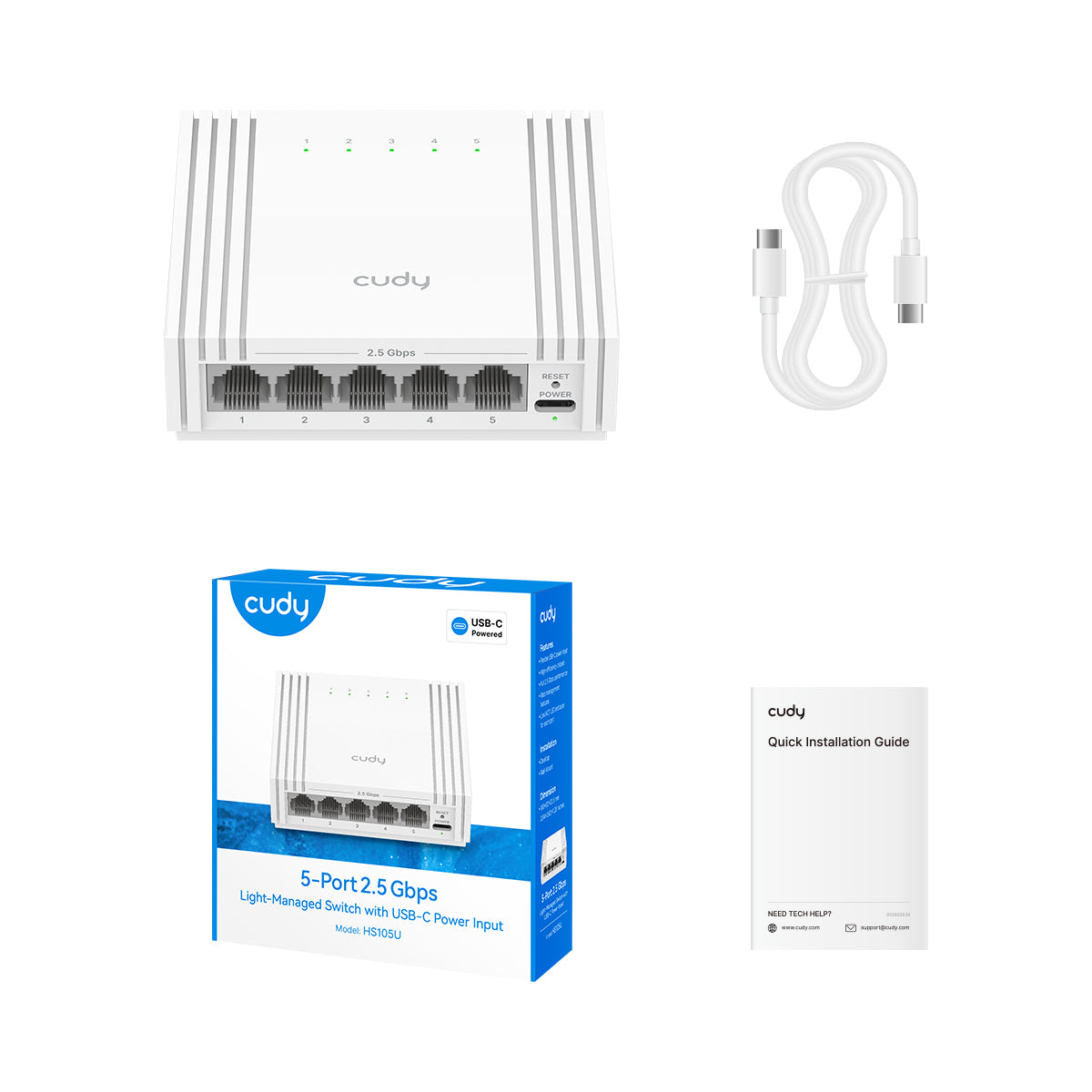 Cudy 5-Port 2.5G Easy-Managed Switch with USB-C Power Input, HS105U 1.0 – image 3