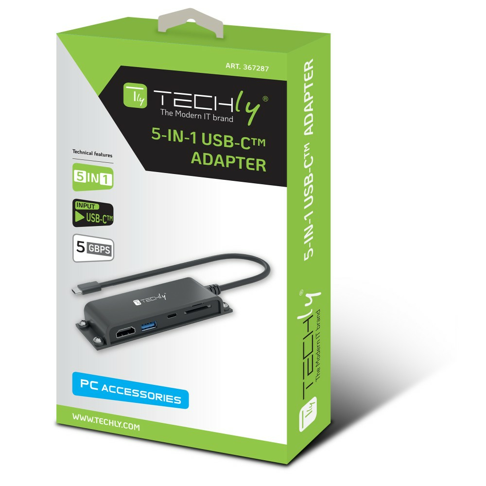 Techly IADAP-USBC-935 laptop dock/port replicator Wired USB 3.2 Gen 1 (3.1 Gen 1) Type-C Black – image 2