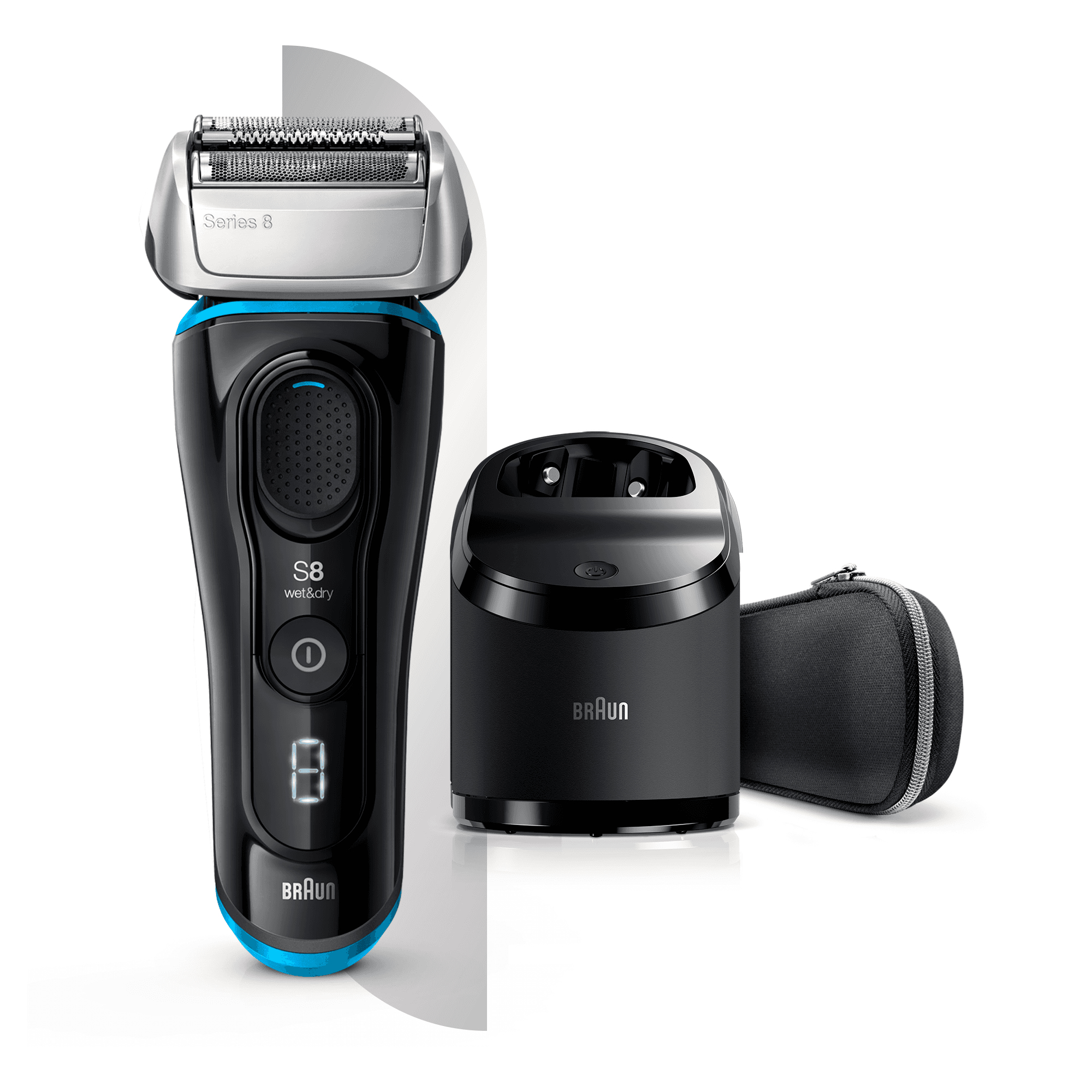 Braun Series 8 8385cc Next Generation Electric Shaver, Clean&Charge Station, Fabric Case, Black – image 2
