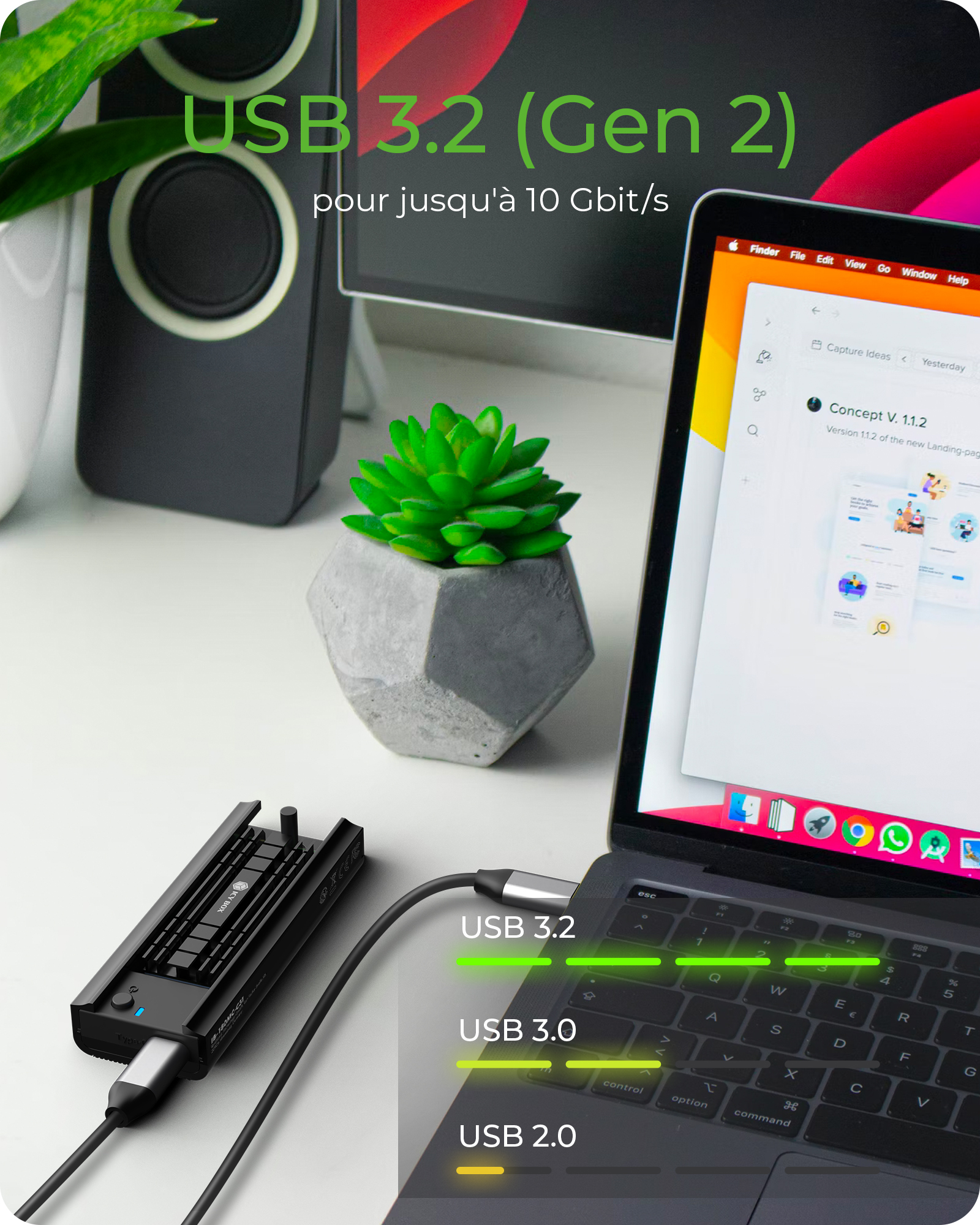 ICY BOX IB-180MC-C31 Enceinte ssd Noir M.2