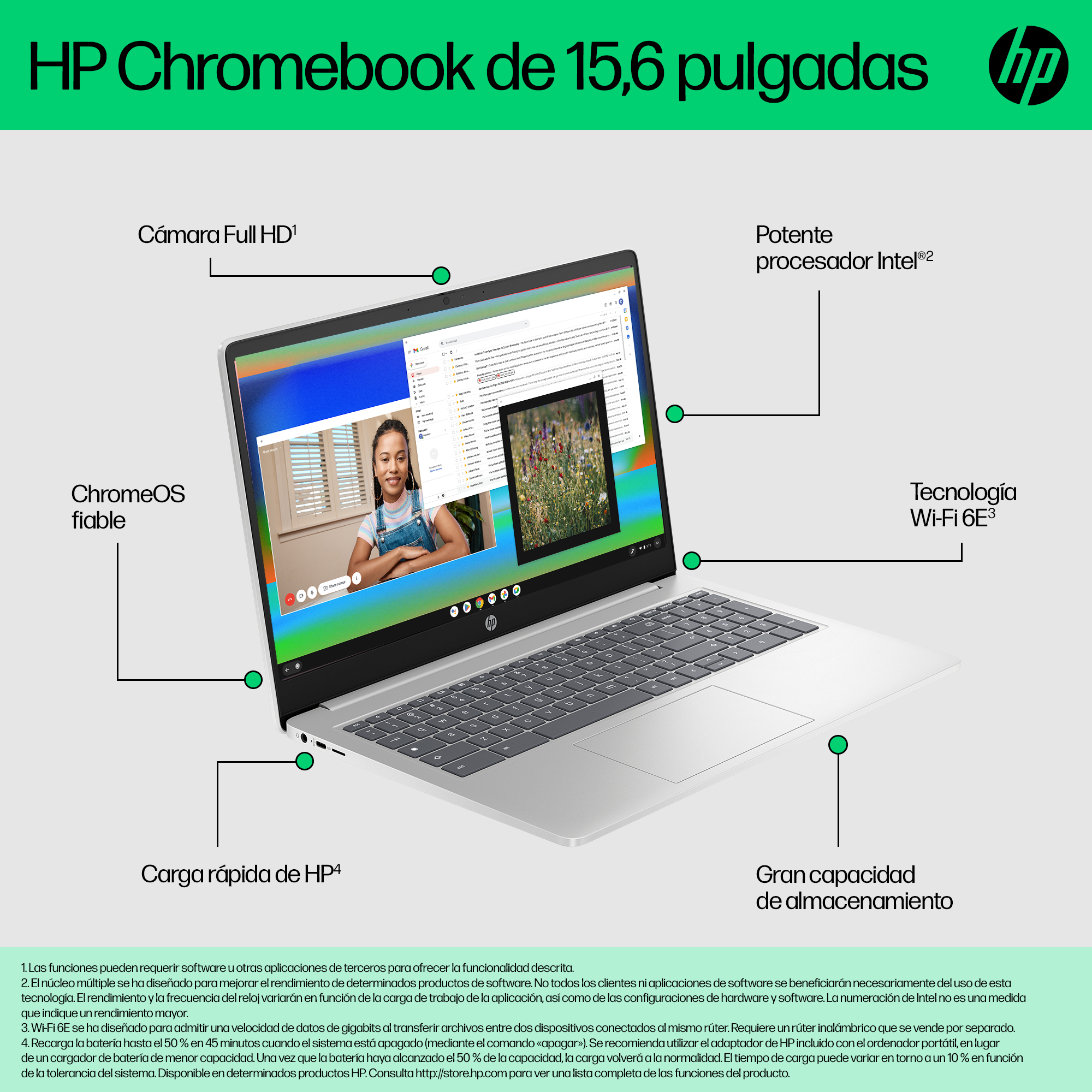 Portátil - HP Chromebook Plus 15a-nb0001ns, 15.6" Full HD, Intel® Core™ i3-N305, 8GB RAM, 256GB eMMC, UHD, Google ChromeOS - imagen 12