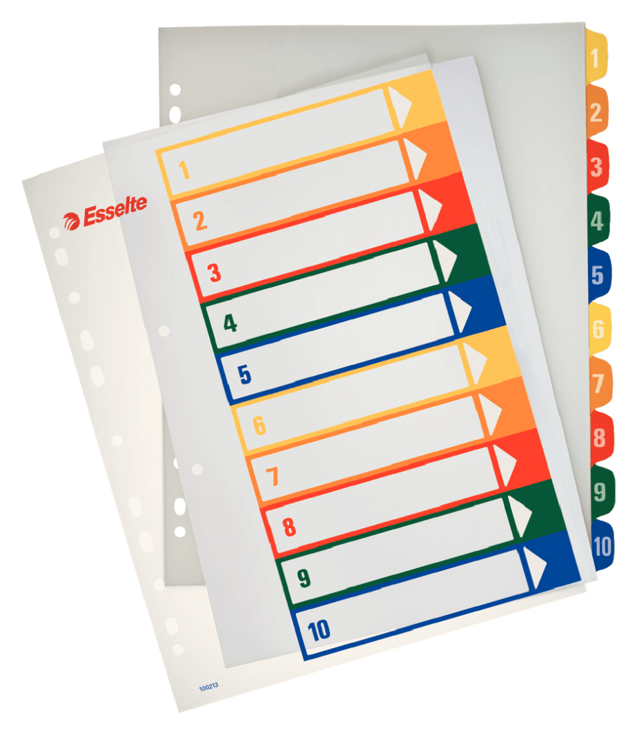 Esselte 2709 Separador numérico con pestaña Polipropileno (PP) Multicolor