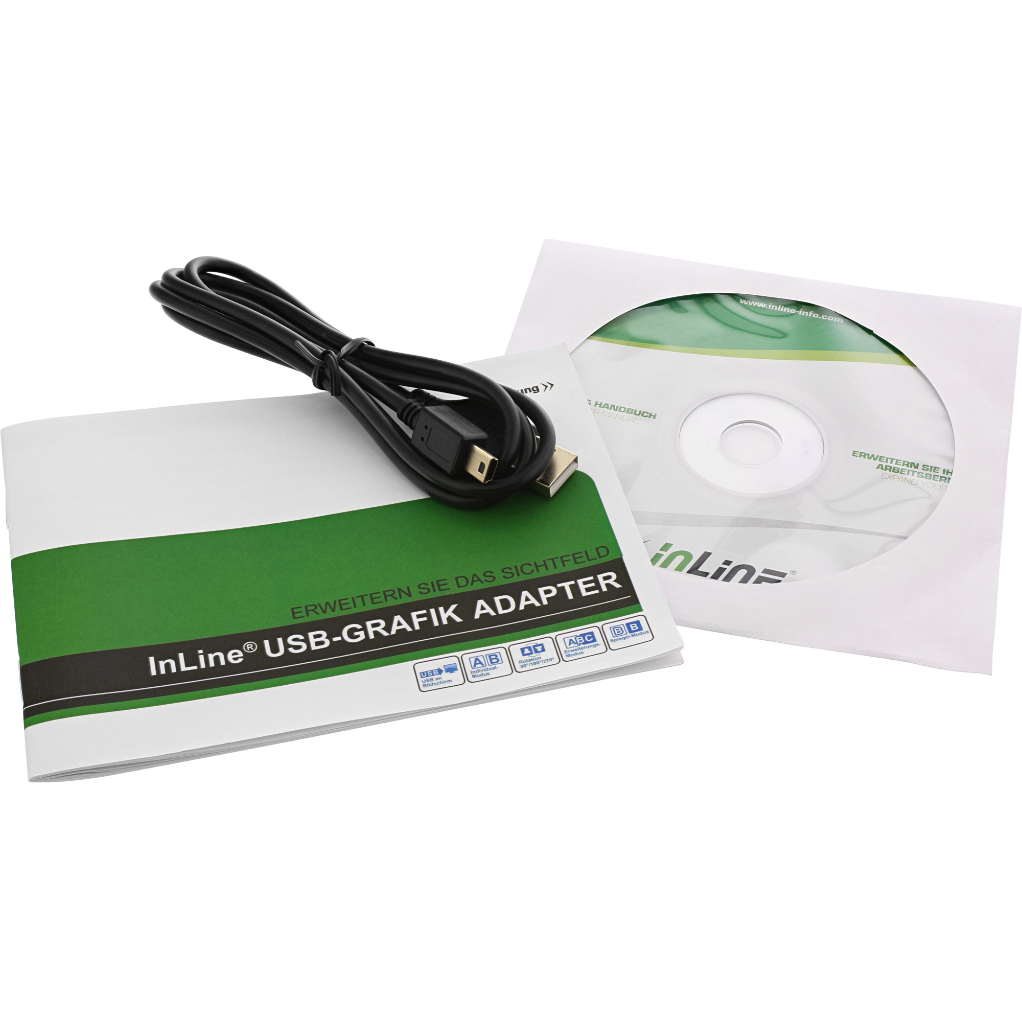 InLine USB graphics adapter, USB 2.0 to DVI, with DVI/VGA and DVI/HDMI adapter – image 4