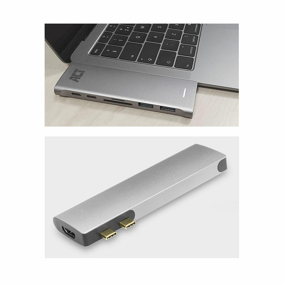 ACT USB-C Thunderbolt™ 3 multiport adapter for 1 HDMI monitor, 2x USB-A, 1x USB-C, card reader, PD pass-through – image 4