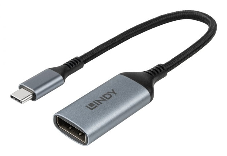 Lindy 43426 câble vidéo et adaptateur 0,15 m USB Type-C DisplayPort Gris, Noir