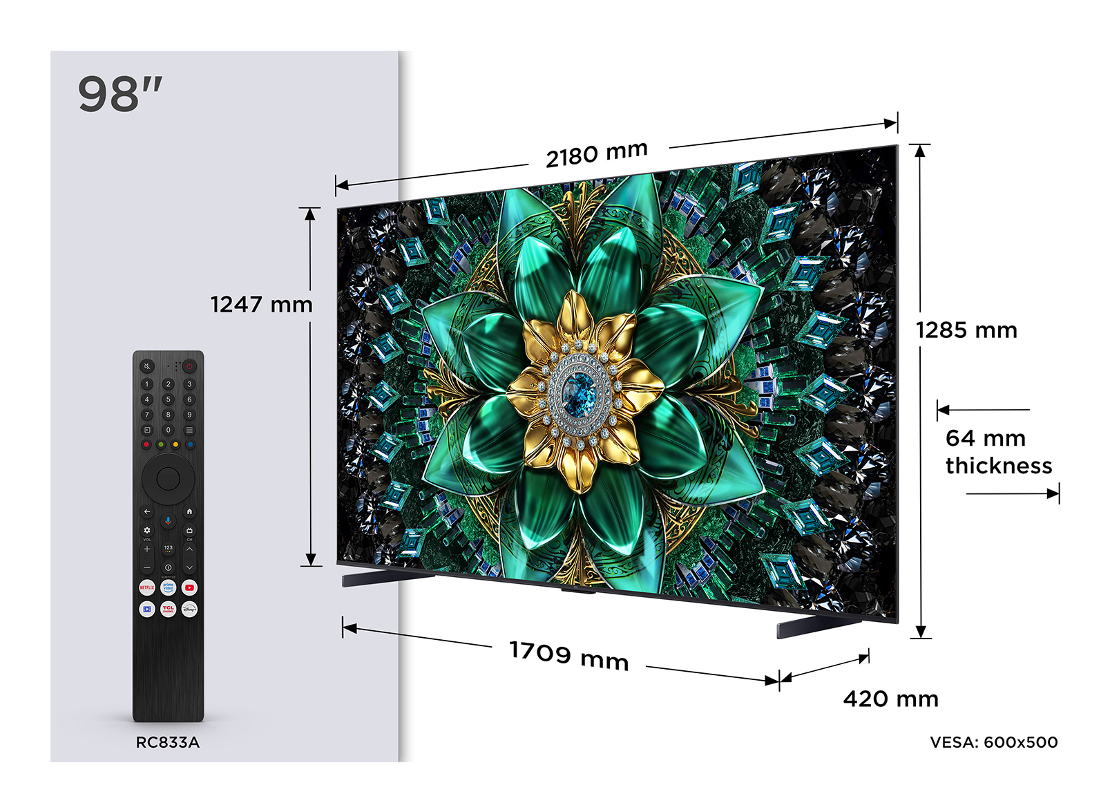TCL Q6C 98Q6C TV 2,49 m (98 ) 4K Ultra HD Smart TV Wifi Métallique Neuf — photo 1