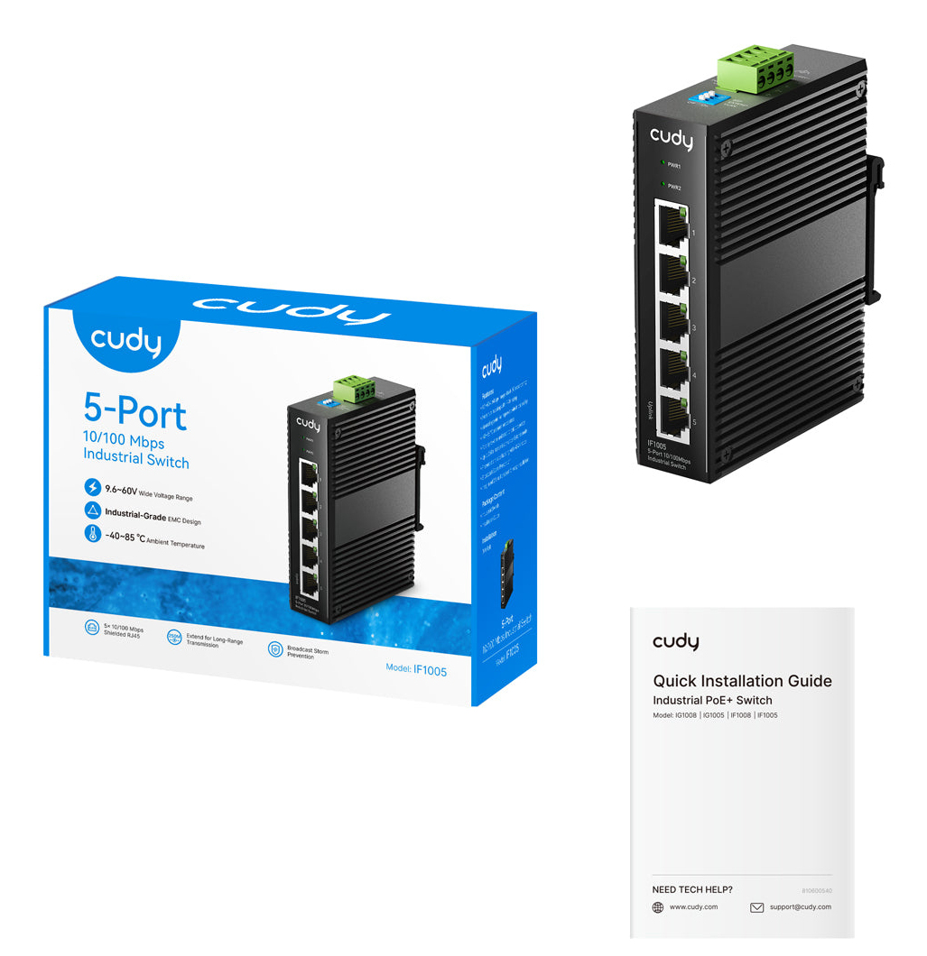 Cudy IF1005 network switch Unmanaged Fast Ethernet (10/100) Black – image 3