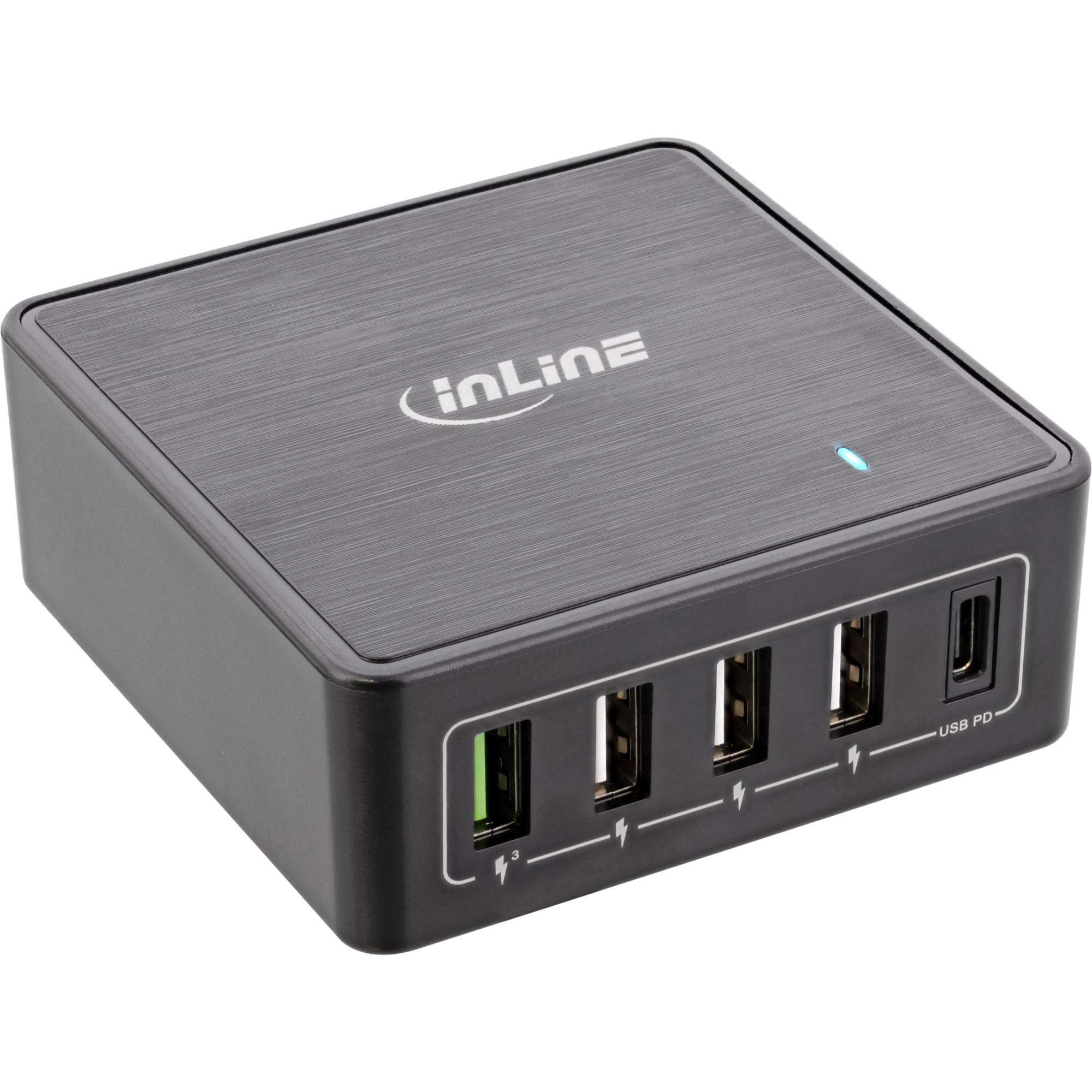 InLine PD + QC 3.0 USB power adapter, charger, 4x USB A + USB-C