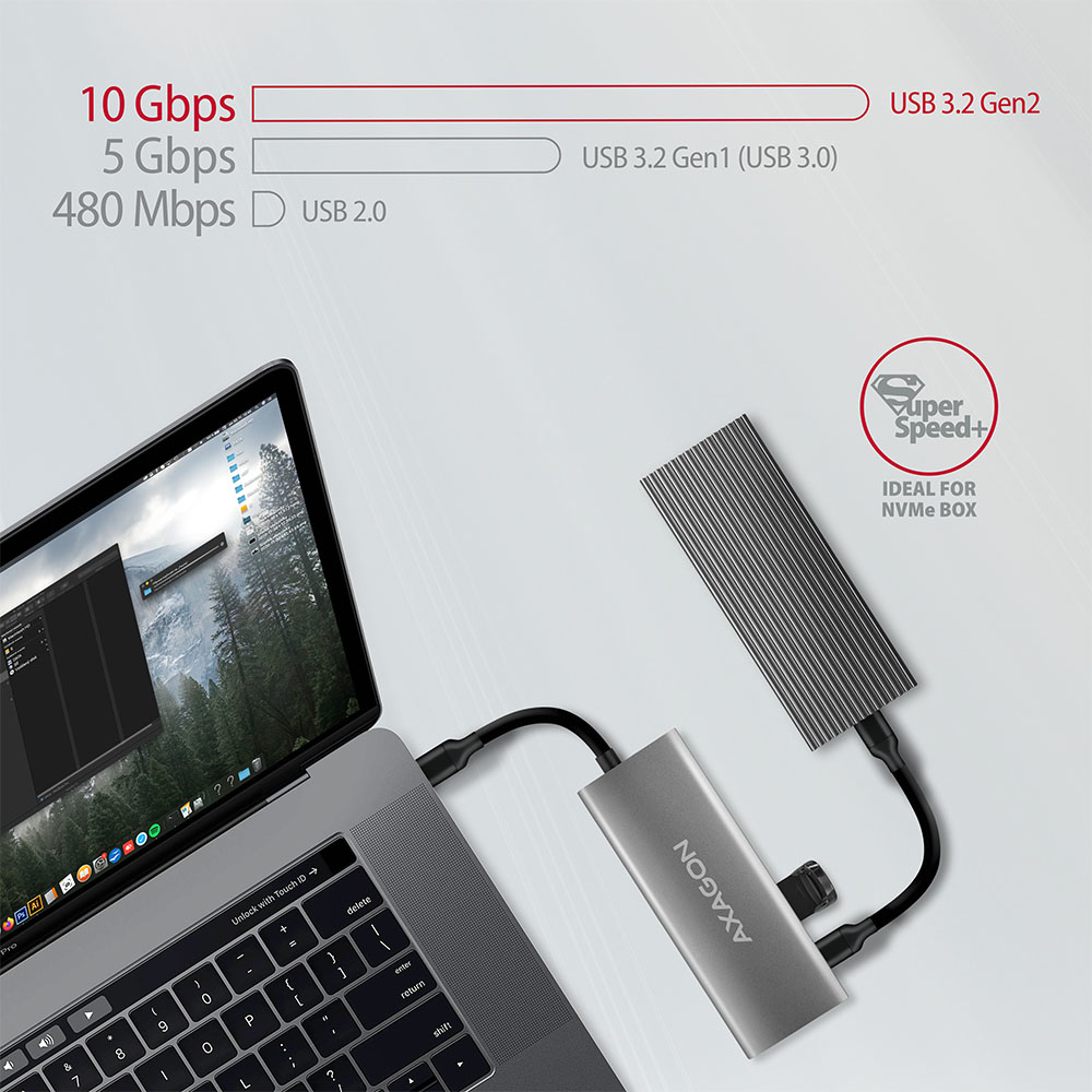 Axagon HMC-5G2 USB 10Gbps hub, 2x USB-A, 2x USB-C, HDMI 4k/60Hz, PD – image 5