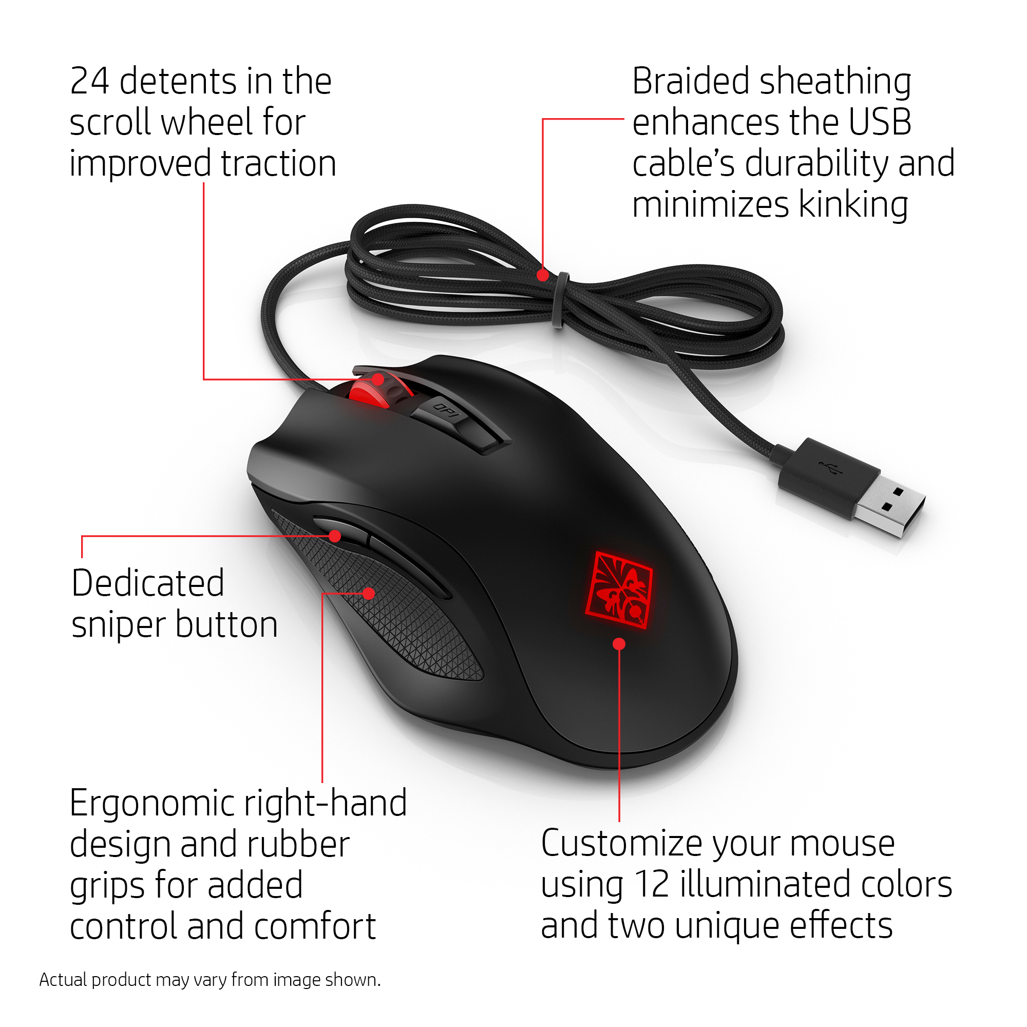 HP OMEN by HP 600 mouse Right-hand USB Type-A Optical 12000 DPI – image 9