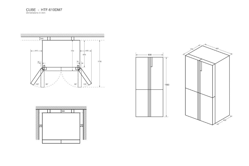 Haier Cube HTF-610DM7 side-by-side refrigerator Freestanding – image 6