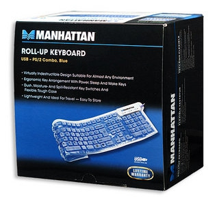 Manhattan Roll-Up keyboard USB + PS/2 QWERTY Blue – image 5