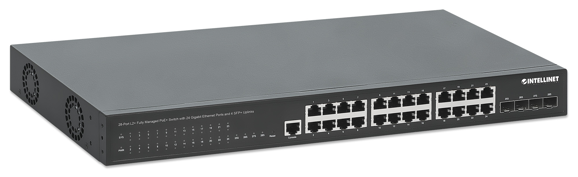 INTELLINET 28-P PoE+ Managed Switch 4x10GbE 450W Switche