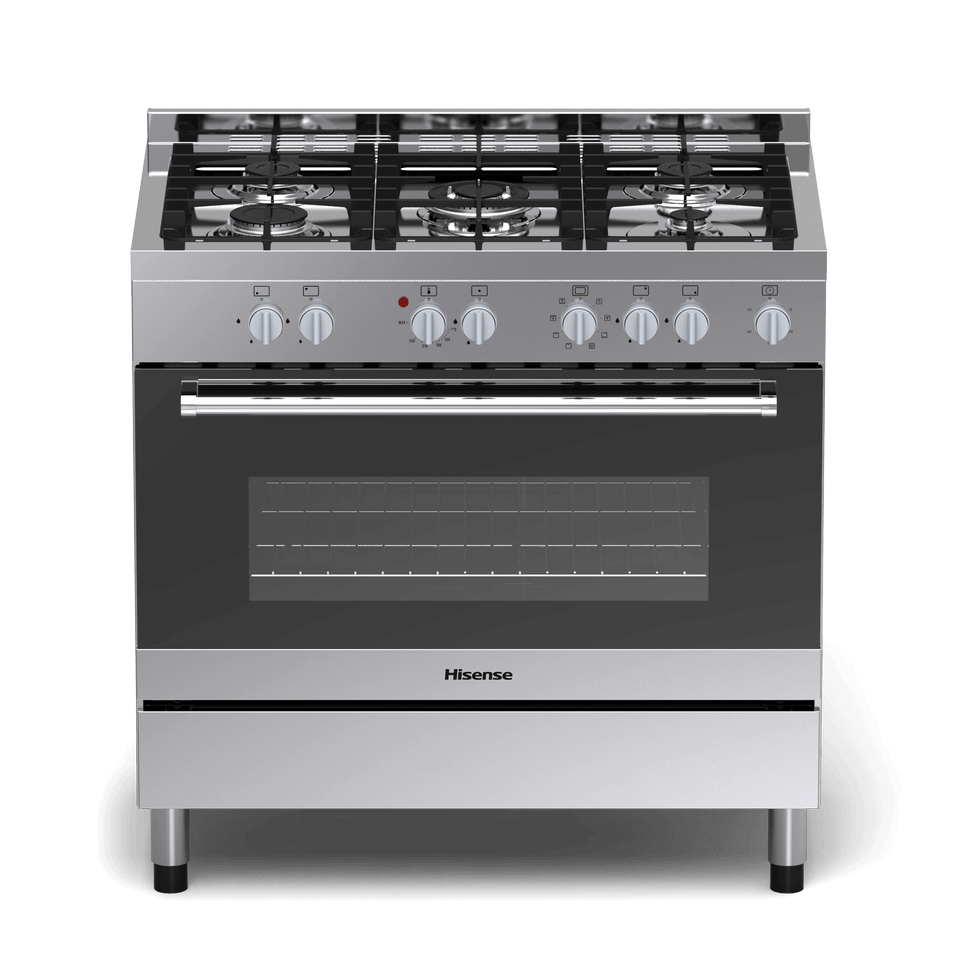 Hisense HFS90GA5ES cooker Freestanding cooker Electric Gas Black, Silver – image 1