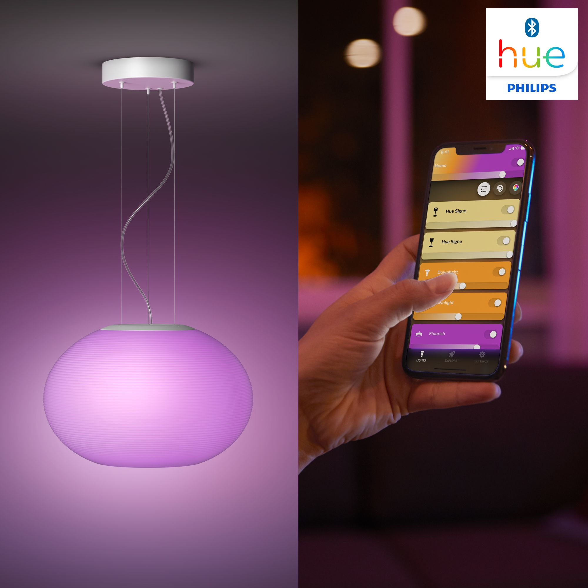 Philips by Signify Philips Hue White and colour ambience Flourish pendant light – image 9
