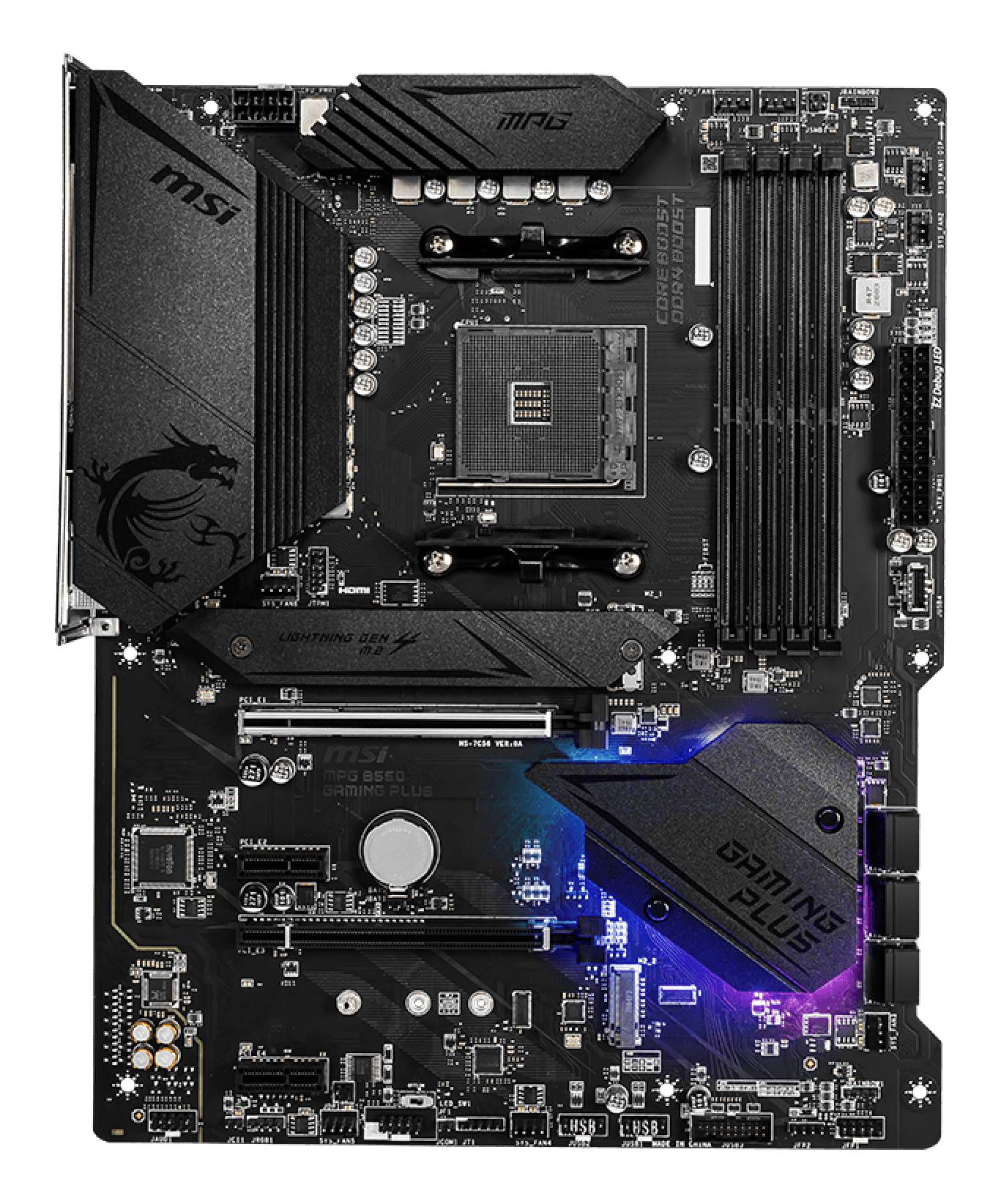 Tarjeta Madre MSI MPG B550 GAMING PLUS - Socket AM4 - 4x DDR4 - 1866/3200 MHz - HDMI - DisplayPort - M.2 - USB 2.0/3.2 - ATX - MPG B550 GAMING PLUS