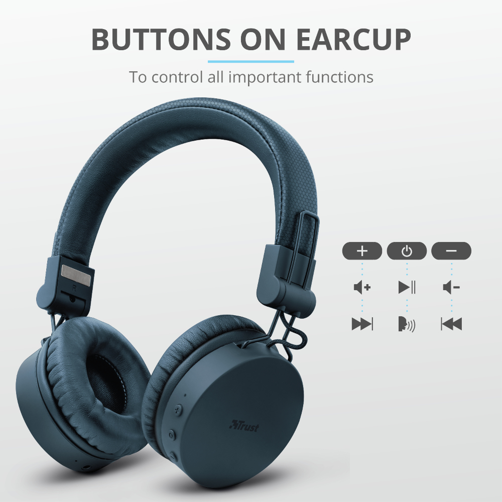 Trust 23908 headphones/headset Wired & Wireless Head-band Music Micro-USB Bluetooth Blue – image 5