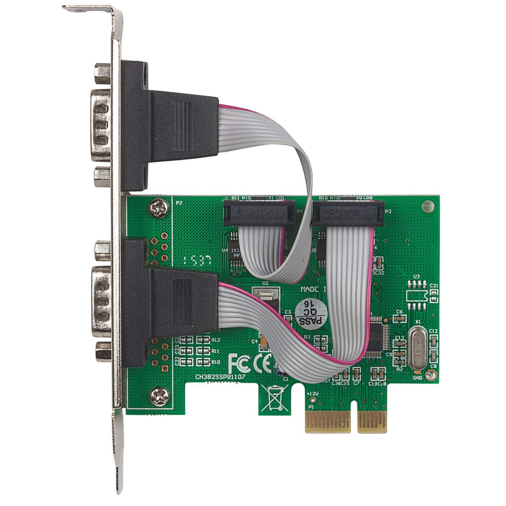 Manhattan PCI Express Card, 2x Serial DB9 ports, 2.5 Mbps, x1 x4 x8 x16 lane buses, Standard/Low Profile PCI, Three Year Warranty, Box – image 3
