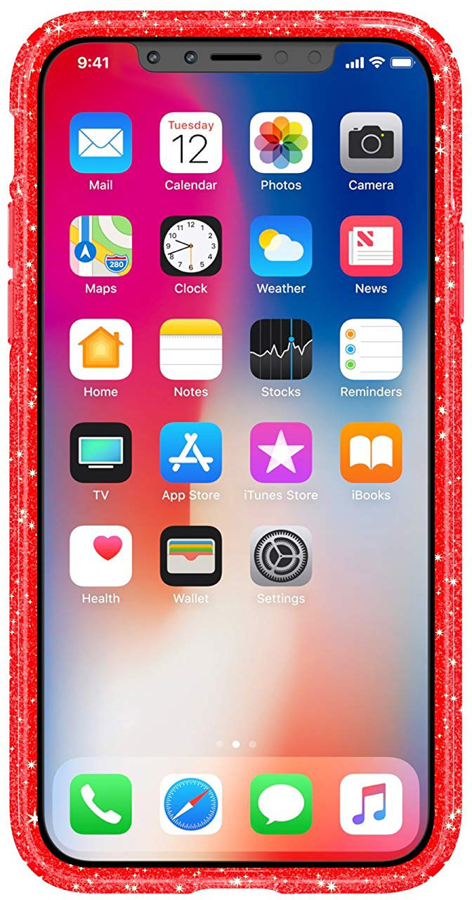Speck iPhone X - Presidio Clear + Glitter - Firework Red W/ Gold Glitter – image 2