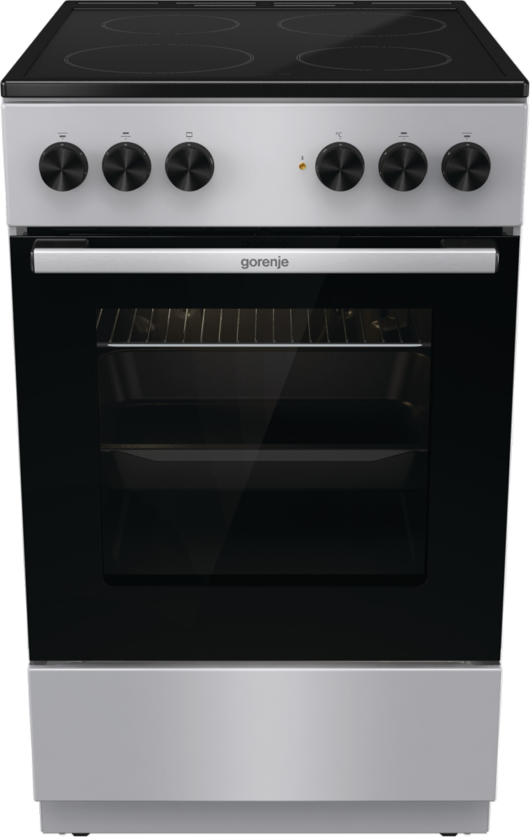 Gorenje GEC5A11SG cooker Freestanding cooker Electric Zone induction hob Black, Stainless steel