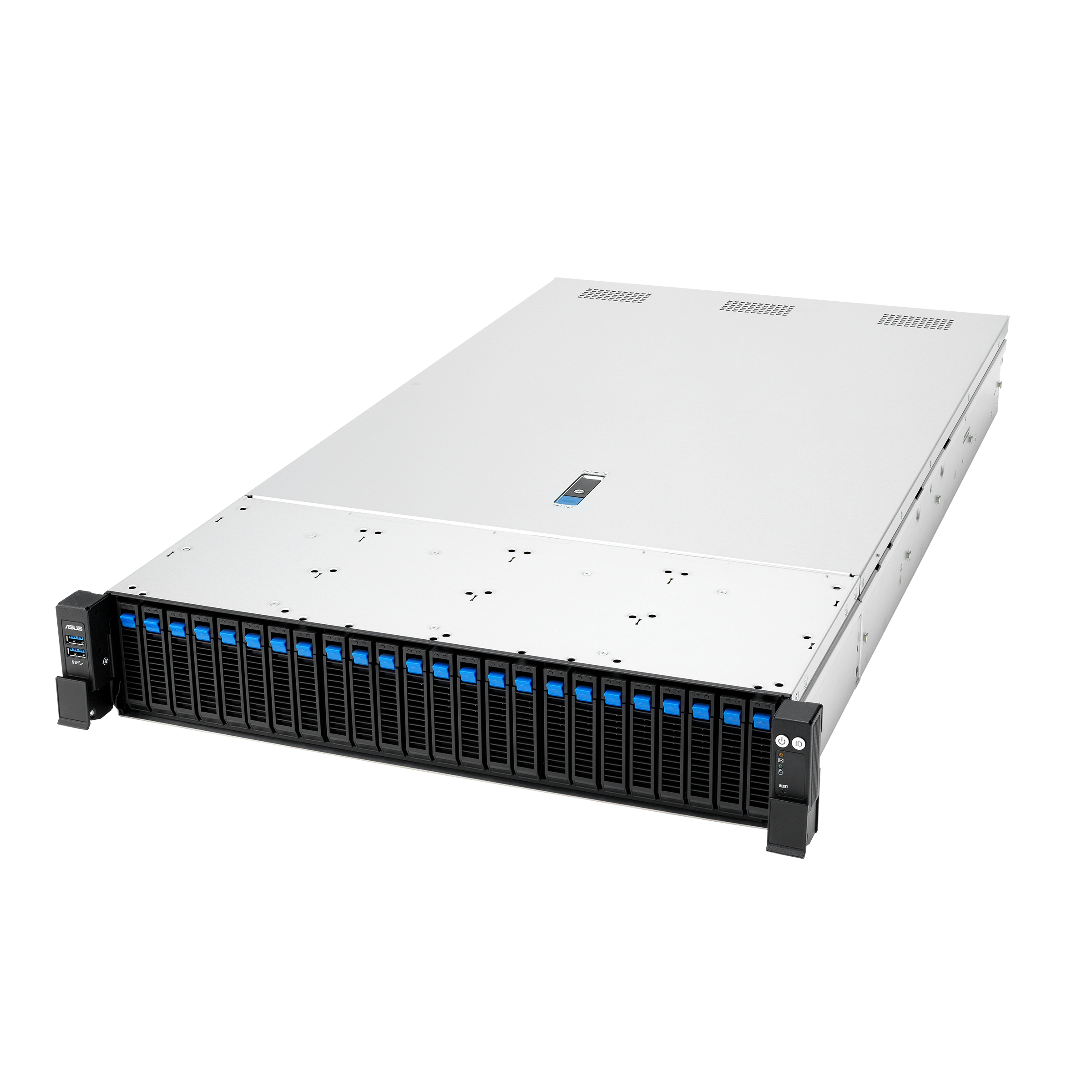 ASUS RS720A-E13-RS24G Rack-Server (2U), AMD EPYC, 16 GB RAM DDR5, 128 GB Speicher, 24 Laufwerksschächte, Schwarz, Silber